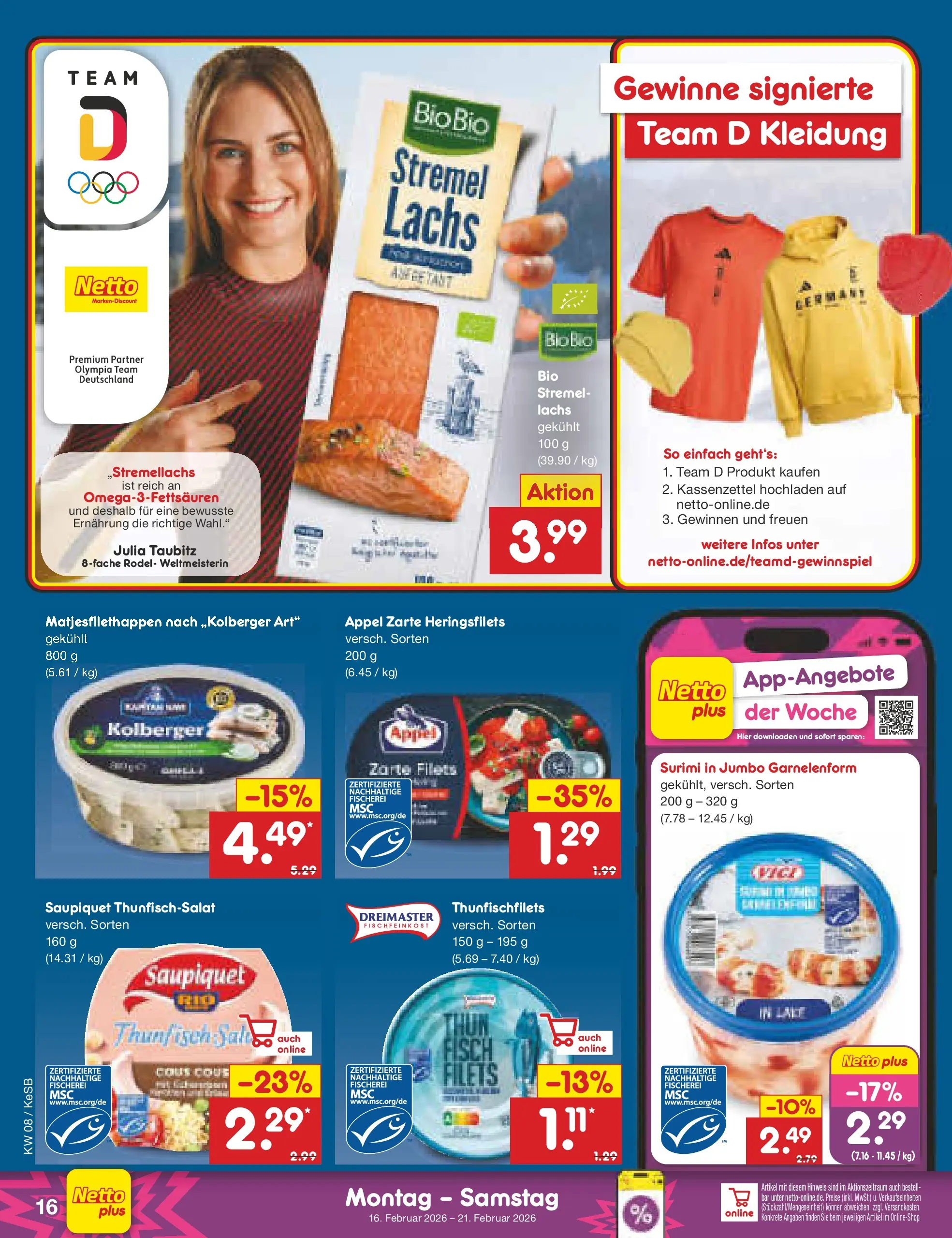 Netto Marken-Discount prospekt Kruft	 (ab 15.02.2026) » Angebote | Seite: 18 | Produkte: Thunfisch, Lachs