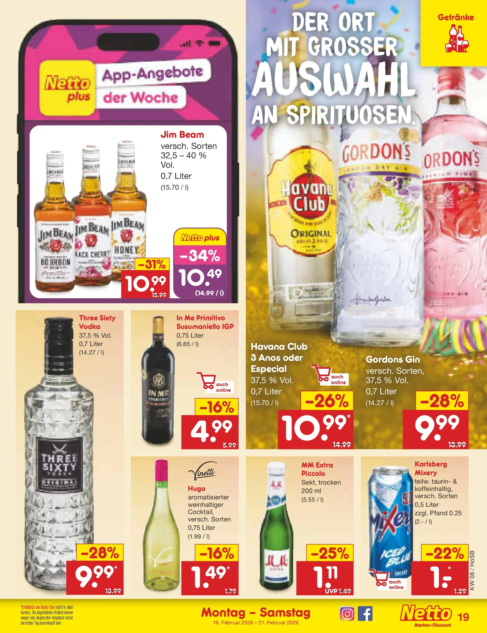Netto Marken-Discount prospekt Hannover	 (ab 16.02.2026) » Angebote | Seite: 23 | Produkte: Havana club, Jim beam, Vodka, Gin
