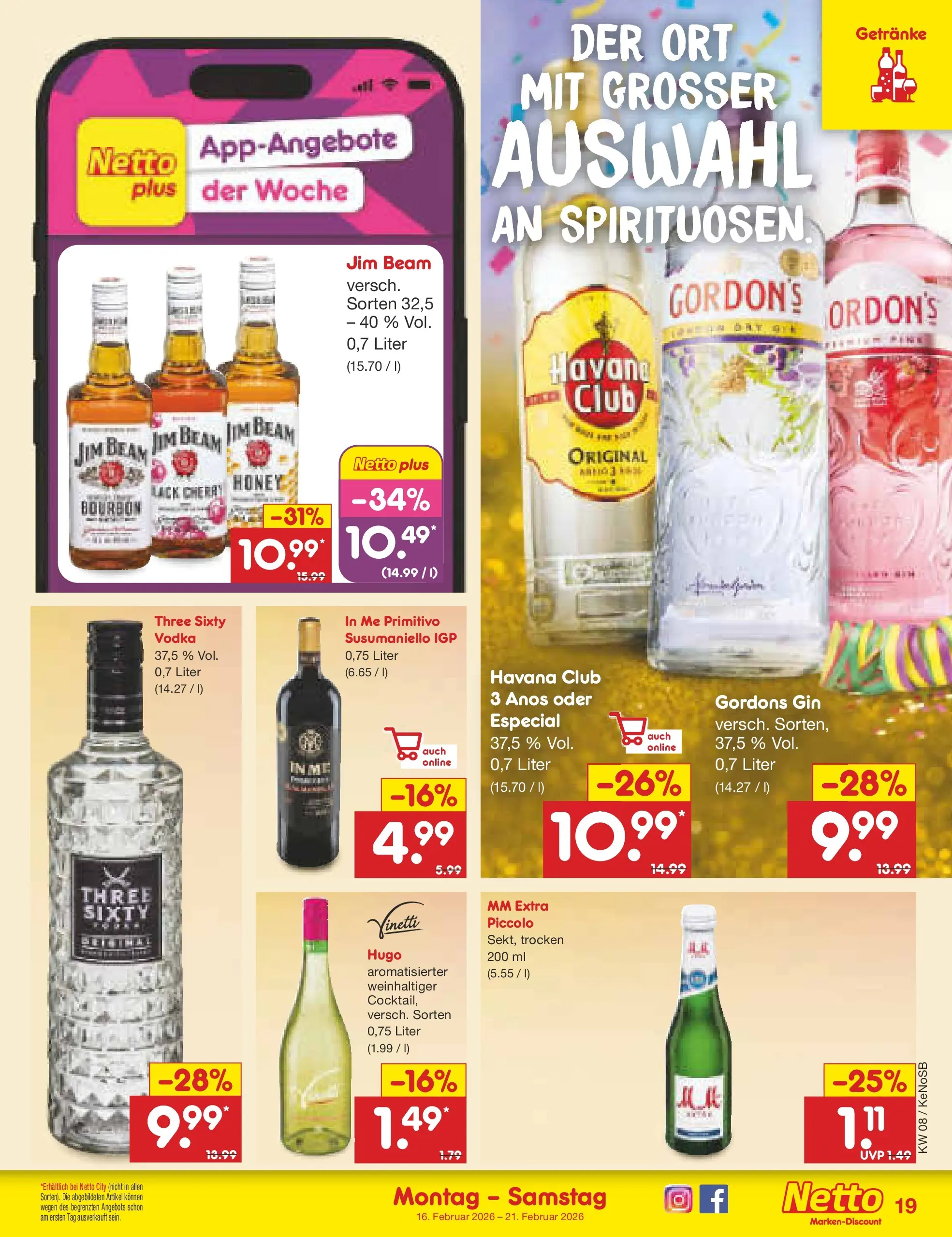 Netto Marken-Discount prospekt Bonn	 (ab 15.02.2026) » Angebote | Seite: 23 | Produkte: Havana club, Vodka, Gin, Hugo