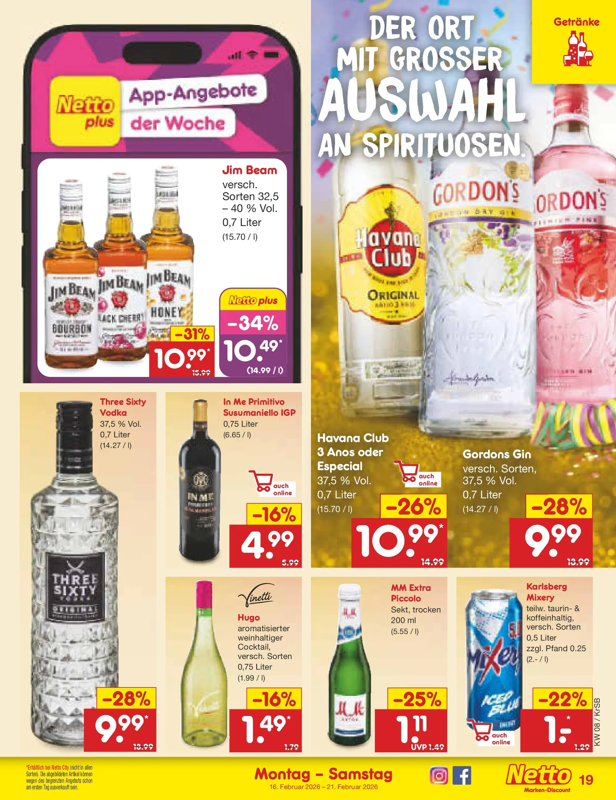 Netto Marken-Discount prospekt Jüchen	 (ab 16.02.2026) » Angebote | Seite: 23 | Produkte: Mixery, Bourbon, Gin, Hugo