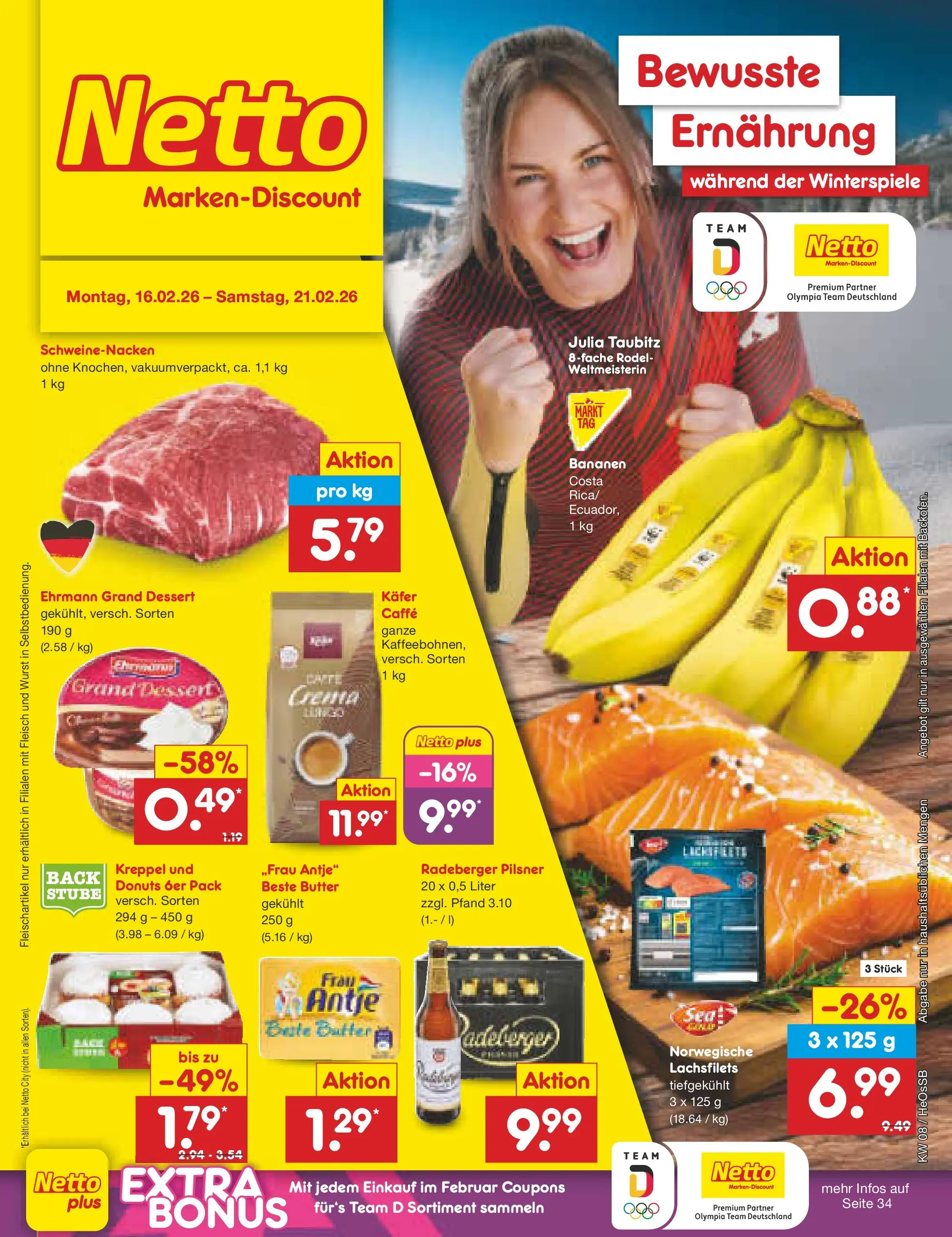 Netto Marken-Discount prospekt Kröpelin	 (ab 16.02.2026) » Angebote | Seite: 1 | Produkte: Cutter, Butter, Ehrmann grand dessert, Radeberger pilsner