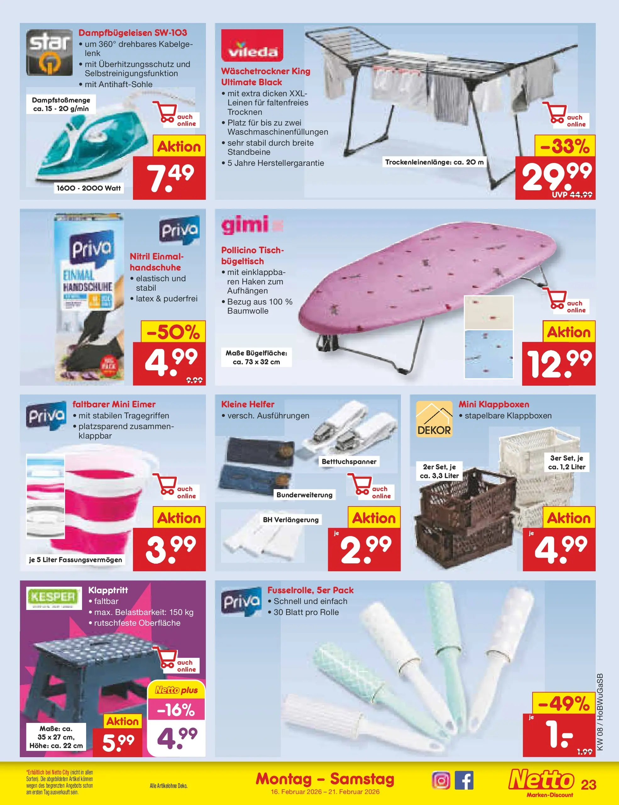 Netto Marken-Discount prospekt Stemwede-Dielingen	 (ab 15.02.2026) » Angebote | Seite: 31 | Produkte: Tisch, BH, Handschuhe