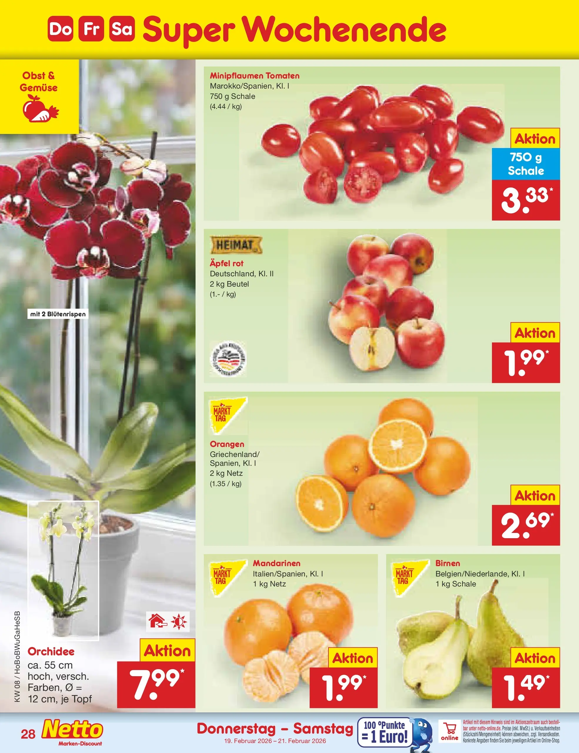 Netto Marken-Discount prospekt Stemwede-Dielingen	 (ab 15.02.2026) » Angebote | Seite: 42 | Produkte: Orchidee, Äpfel, Tomaten, Gemüse