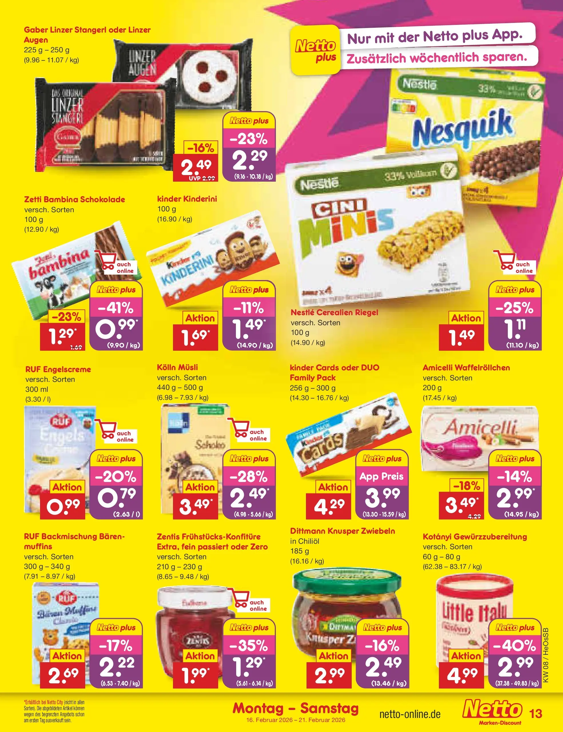 Netto Marken-Discount prospekt Kröpelin	 (ab 16.02.2026) » Angebote | Seite: 13 | Produkte: Musli, Nesquik, Kolln, Kolln musli