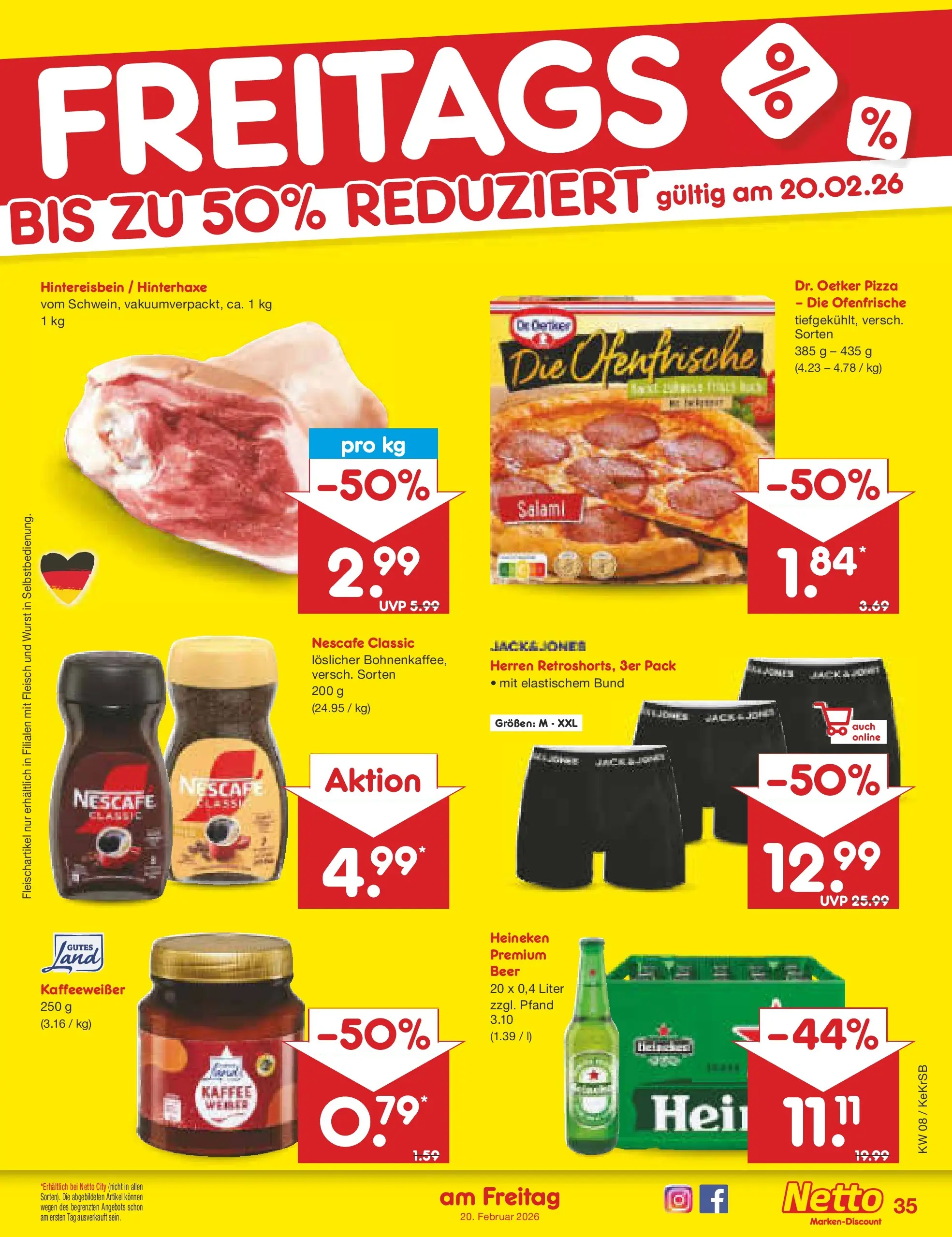 Netto Marken-Discount prospekt Kruft	 (ab 15.02.2026) » Angebote | Seite: 49 | Produkte: Kaffee, Heineken, Nescafe classic, Pizza
