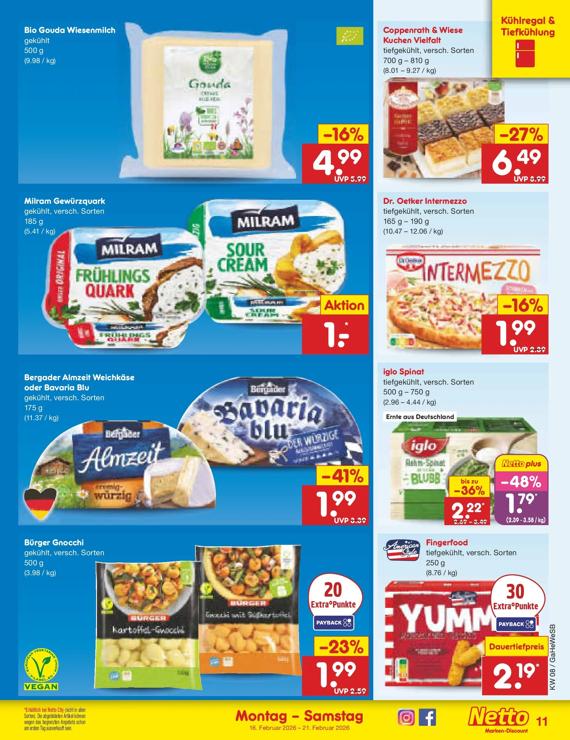 Netto Marken-Discount prospekt Hamburg	 (ab 15.02.2026) » Angebote | Seite: 11 | Produkte: Quark, Gouda, Burger, Kuchen