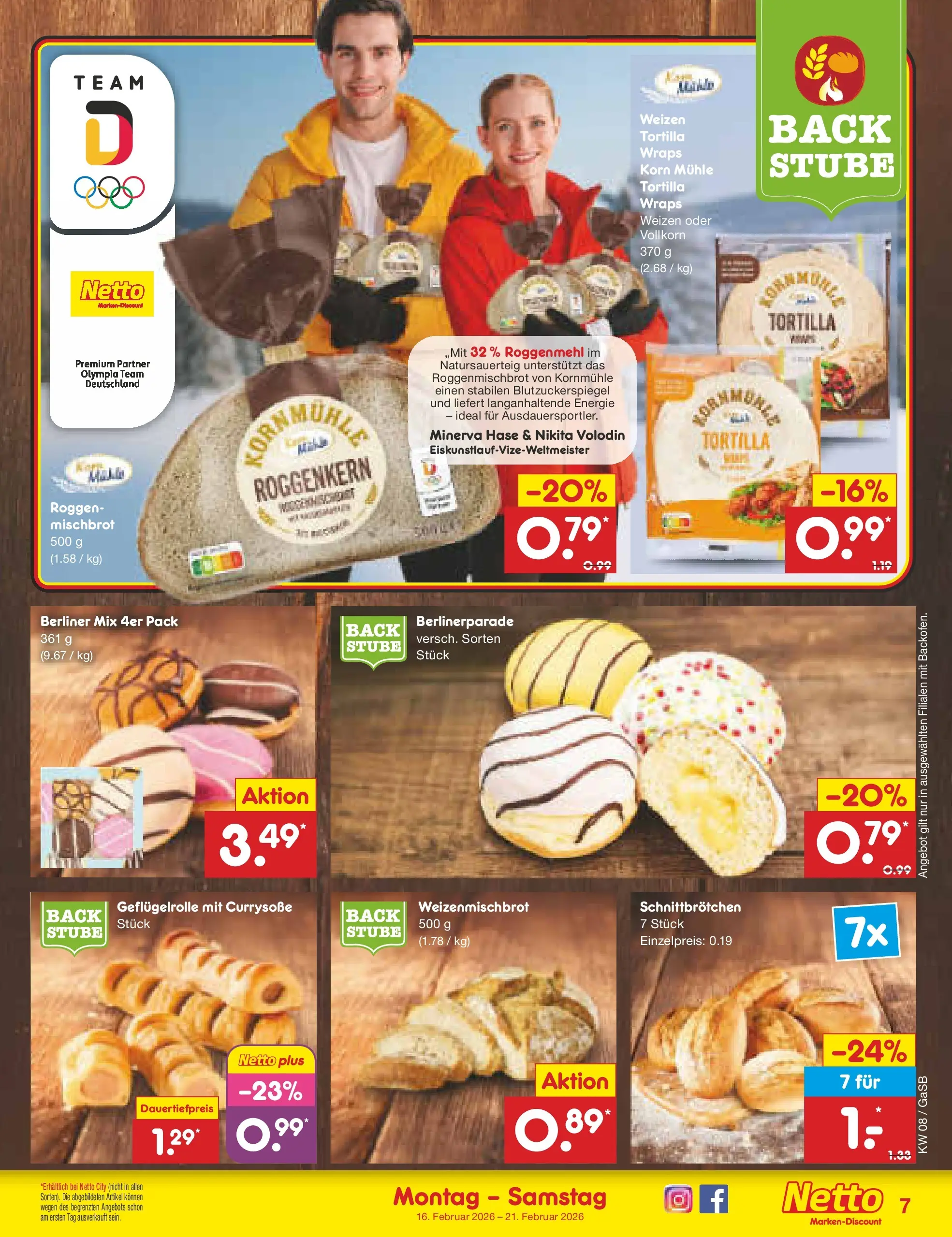 Netto Marken-Discount prospekt Bremen-Lesum	 (ab 16.02.2026) » Angebote | Seite: 7 | Produkte: Berliner, Mühle