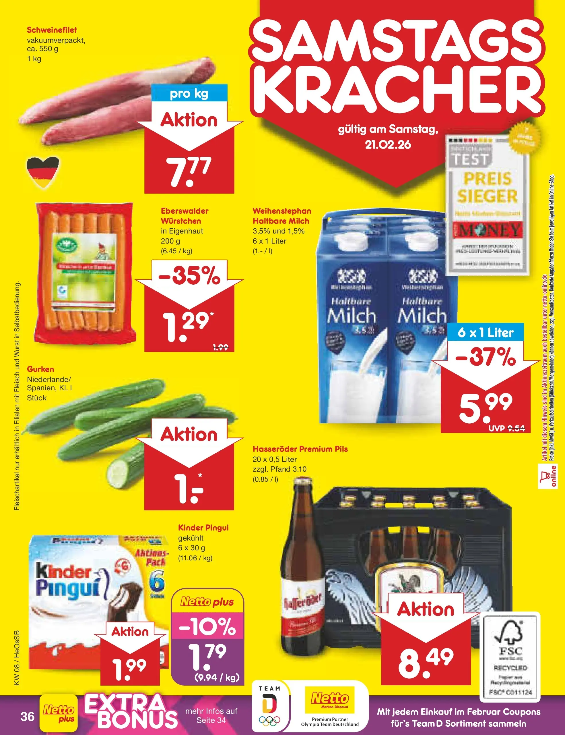 Netto Marken-Discount prospekt Kröpelin	 (ab 16.02.2026) » Angebote | Seite: 42 | Produkte: Pils, Schweinefilet, Wurst, Gurken