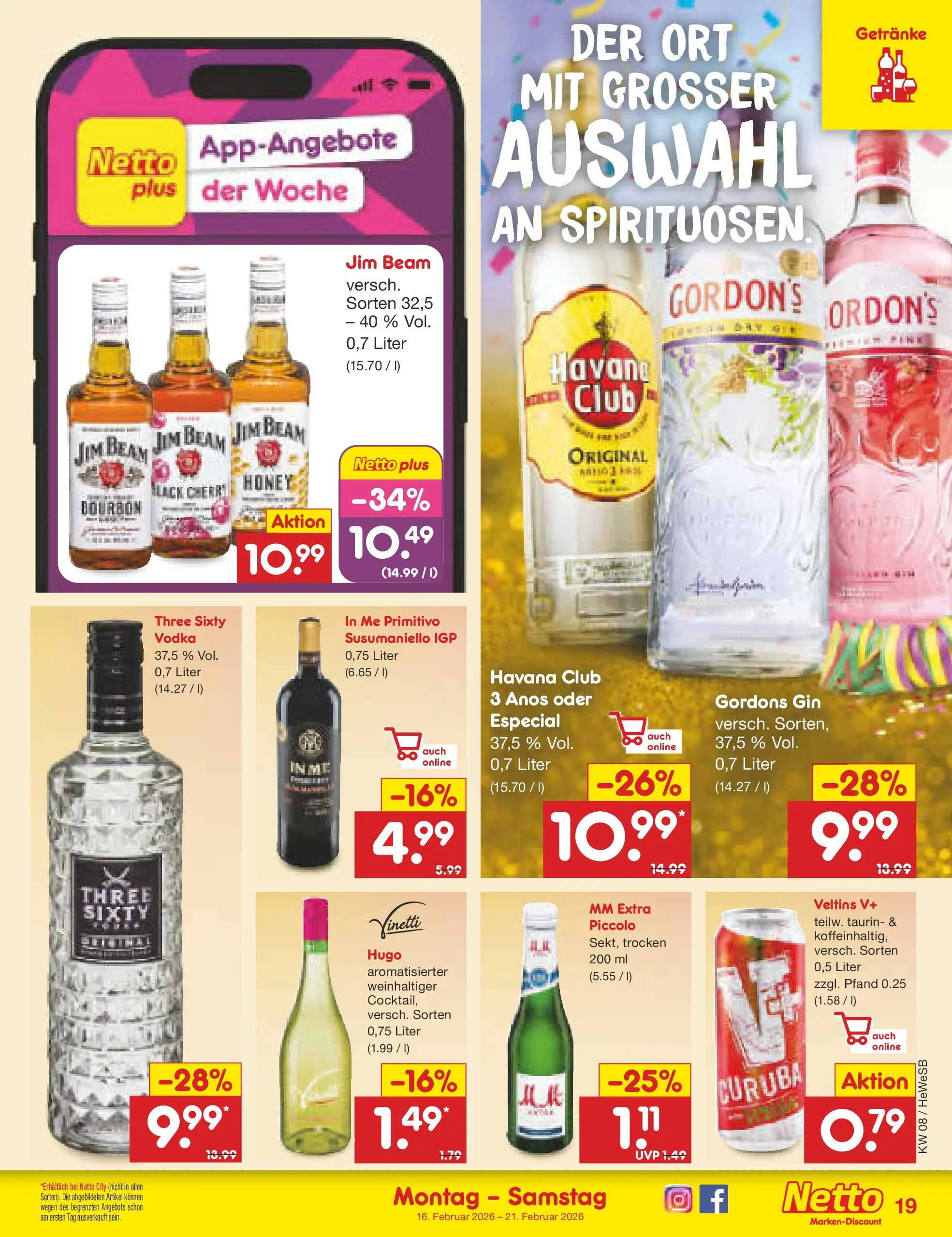 Netto Marken-Discount prospekt Hamburg	 (ab 15.02.2026) » Angebote | Seite: 23 | Produkte: Havana club, Vodka, Gin, Veltins