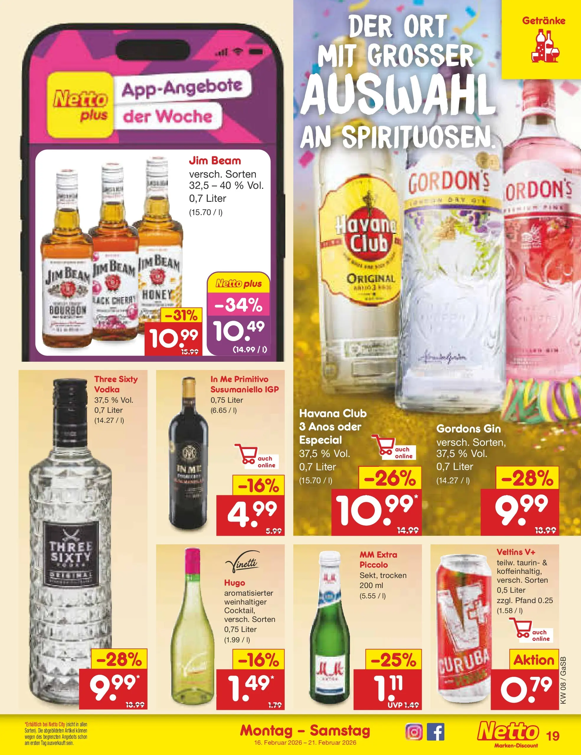 Netto Marken-Discount prospekt Bremen-Lesum	 (ab 16.02.2026) » Angebote | Seite: 23 | Produkte: Jim beam, Bourbon, Hugo, Veltins