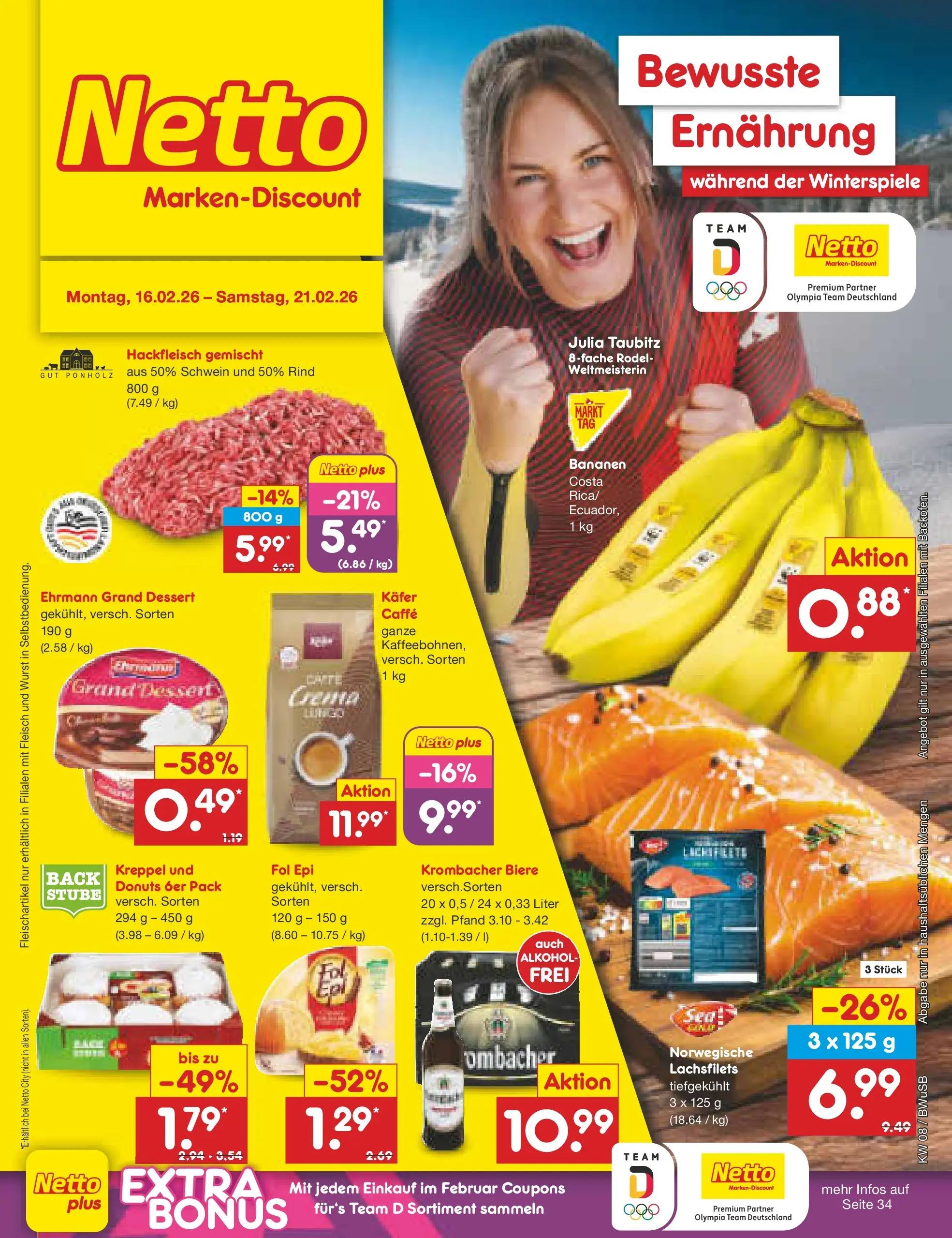 Netto Marken-Discount prospekt Stemwede-Dielingen	 (ab 15.02.2026) » Angebote | Seite: 1 | Produkte: Ehrmann grand dessert, Wurst, Fleisch, Hackfleisch