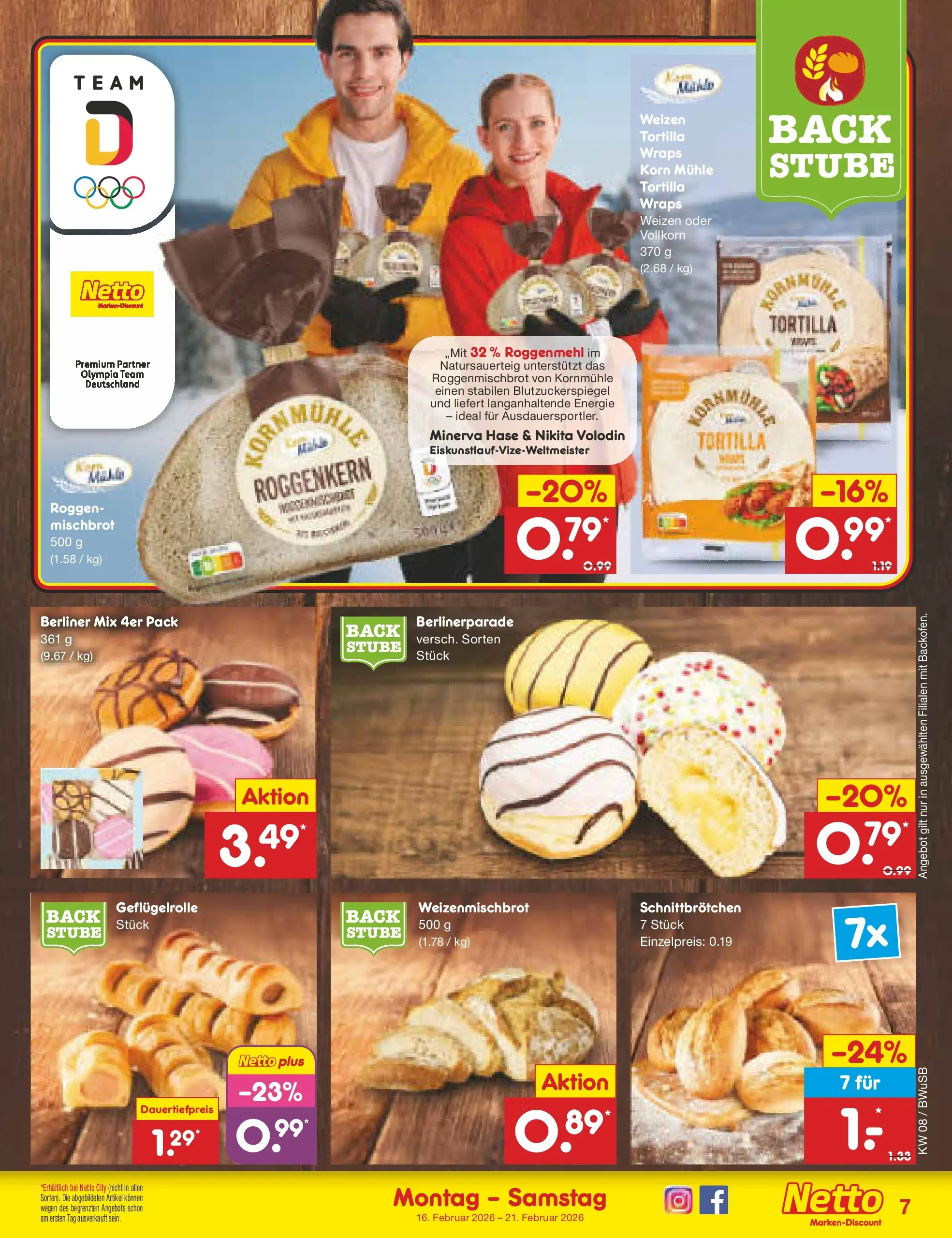 Netto Marken-Discount prospekt Stemwede-Dielingen	 (ab 15.02.2026) » Angebote | Seite: 7 | Produkte: Berliner, Mühle