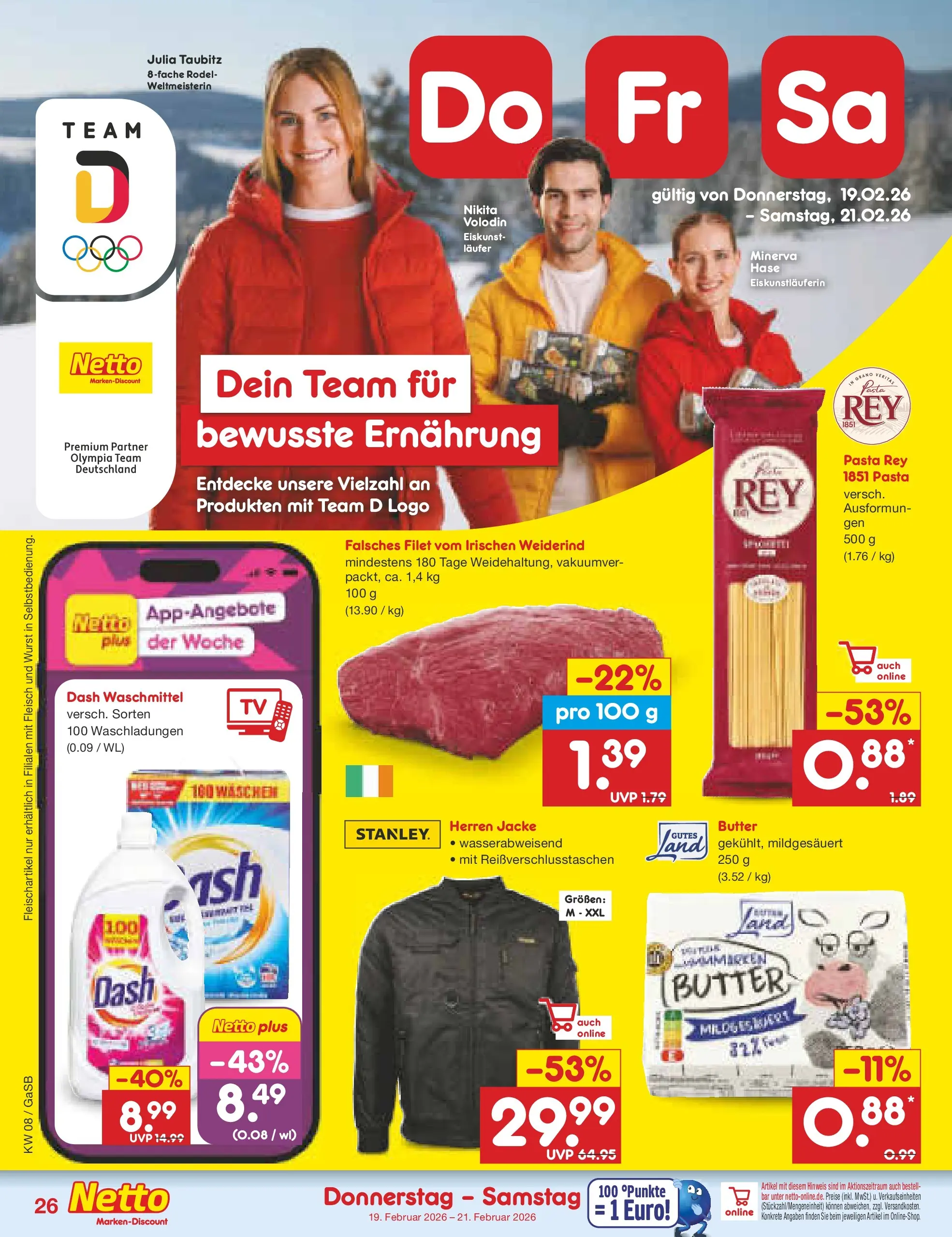 Netto Marken-Discount prospekt Bremen-Lesum	 (ab 16.02.2026) » Angebote | Seite: 40 | Produkte: Waschmittel, Jacke, Pasta, Fleisch