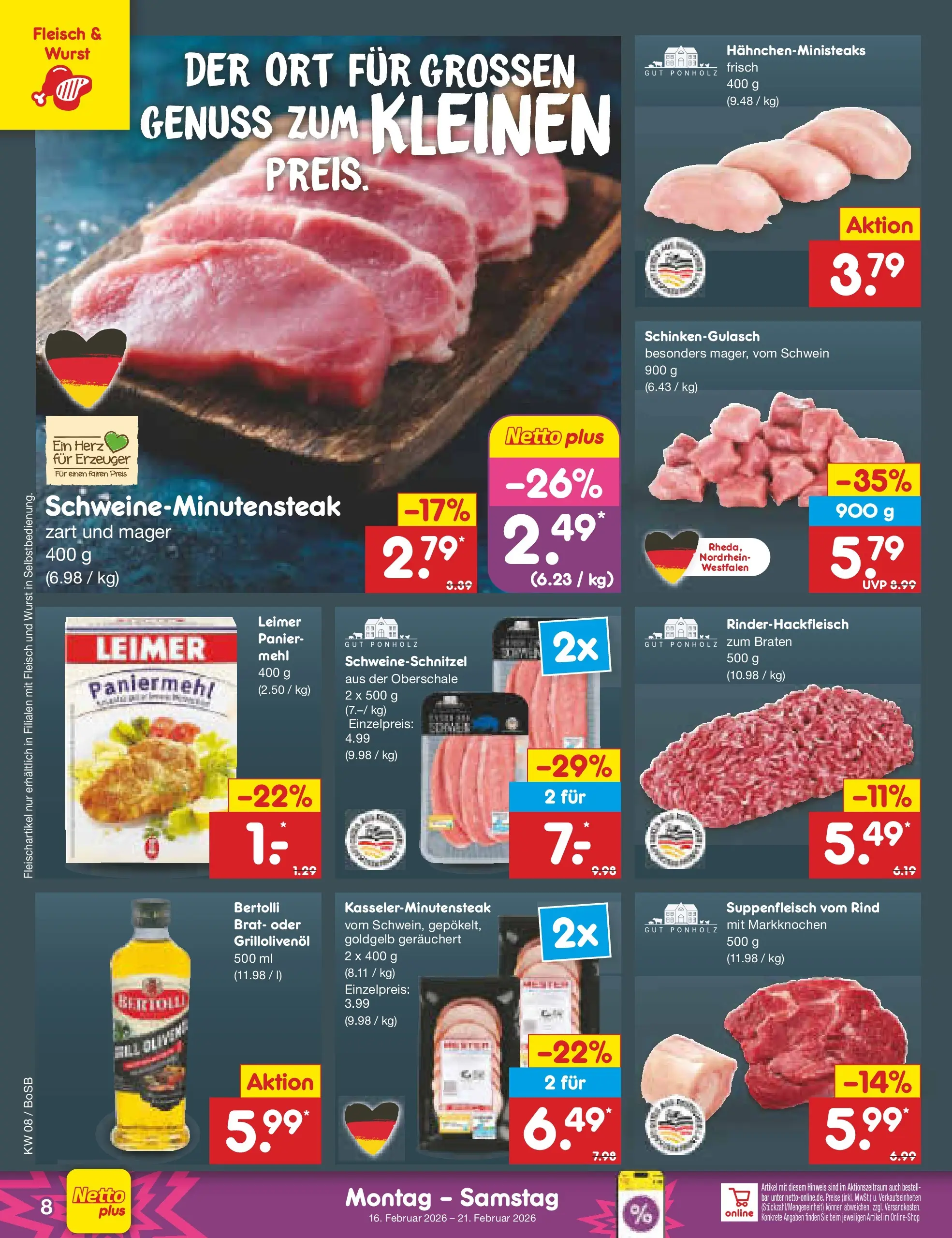 Netto Marken-Discount prospekt Stadtlohn	 (ab 15.02.2026) » Angebote | Seite: 8 | Produkte: Mehl, Suppenfleisch, Wurst, Fleisch