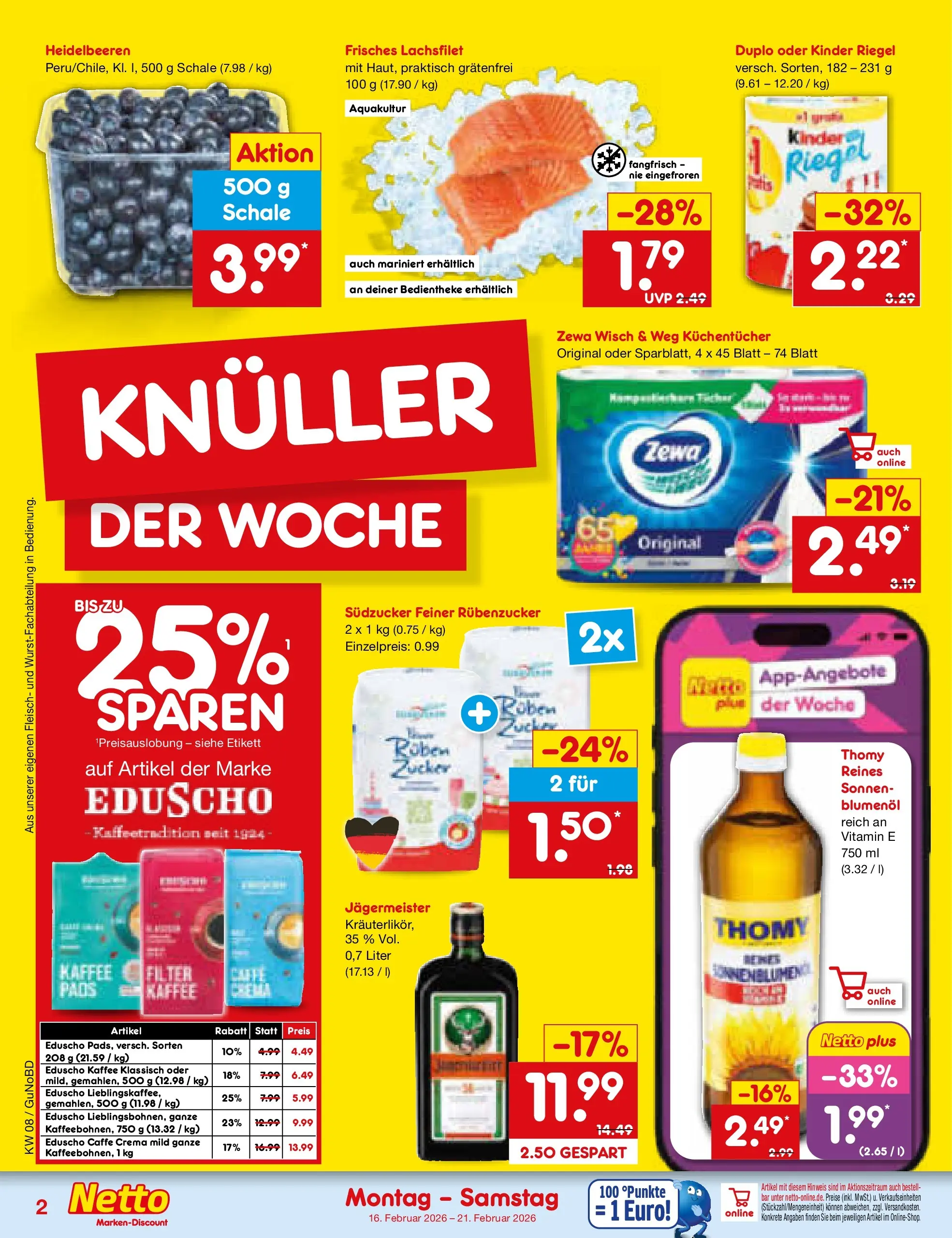 Netto Marken-Discount prospekt Augustusburg	 (ab 15.02.2026) » Angebote | Seite: 2 | Produkte: Kaffee, Zewa, Jägermeister, Fleisch