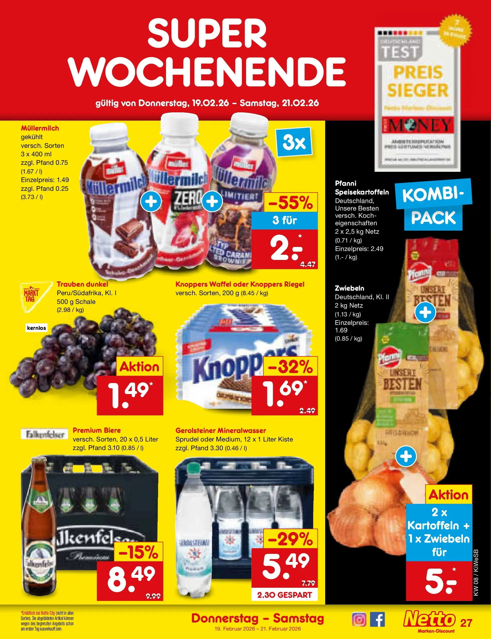 Netto Marken-Discount prospekt Bad Friedrichshall	 (ab 16.02.2026) » Angebote | Seite: 41 | Produkte: Mineralwasser, Kartoffeln, Zwiebeln, Knoppers