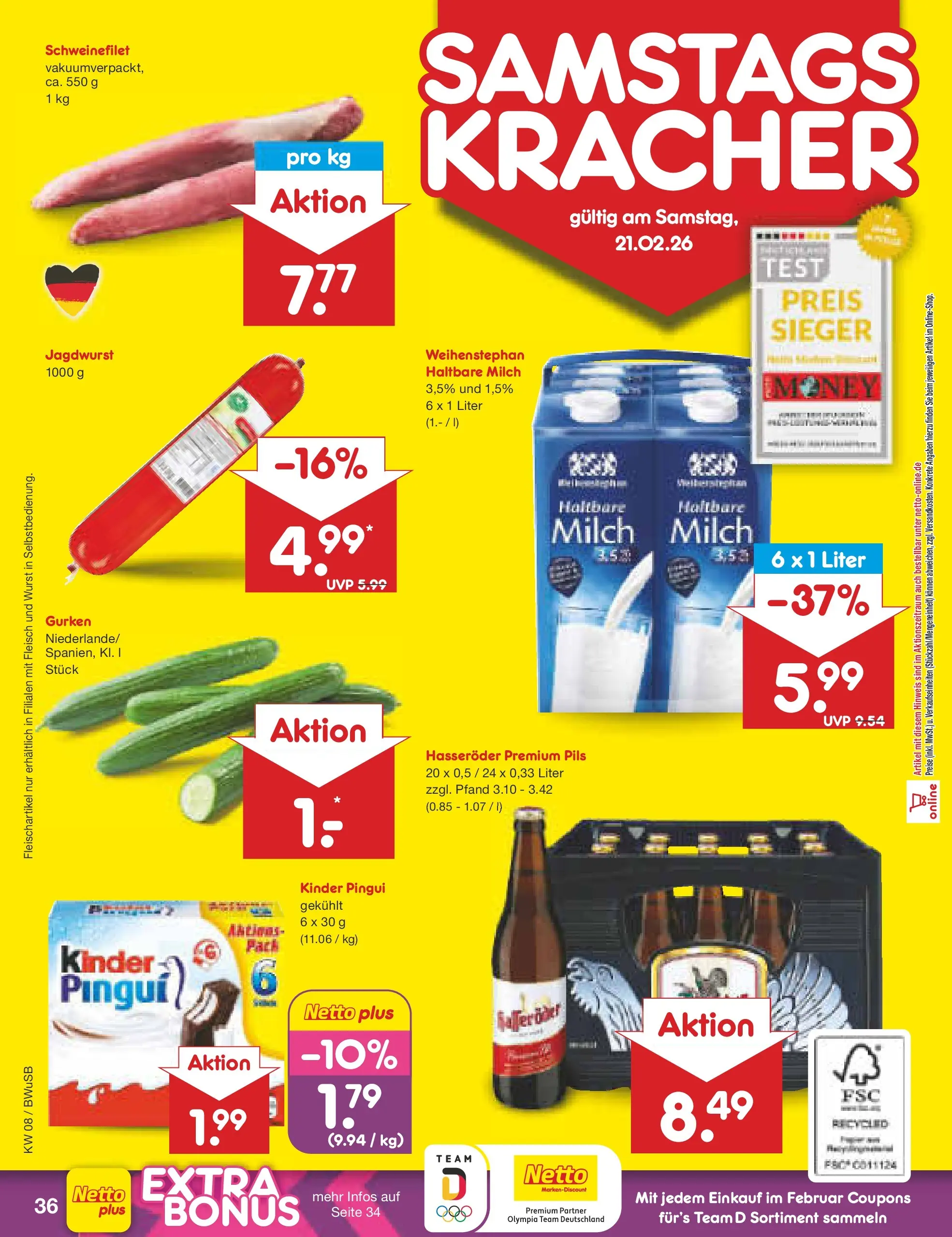 Netto Marken-Discount prospekt Stemwede-Dielingen	 (ab 15.02.2026) » Angebote | Seite: 50 | Produkte: Haltbare milch, Pils, Schweinefilet, Fleisch