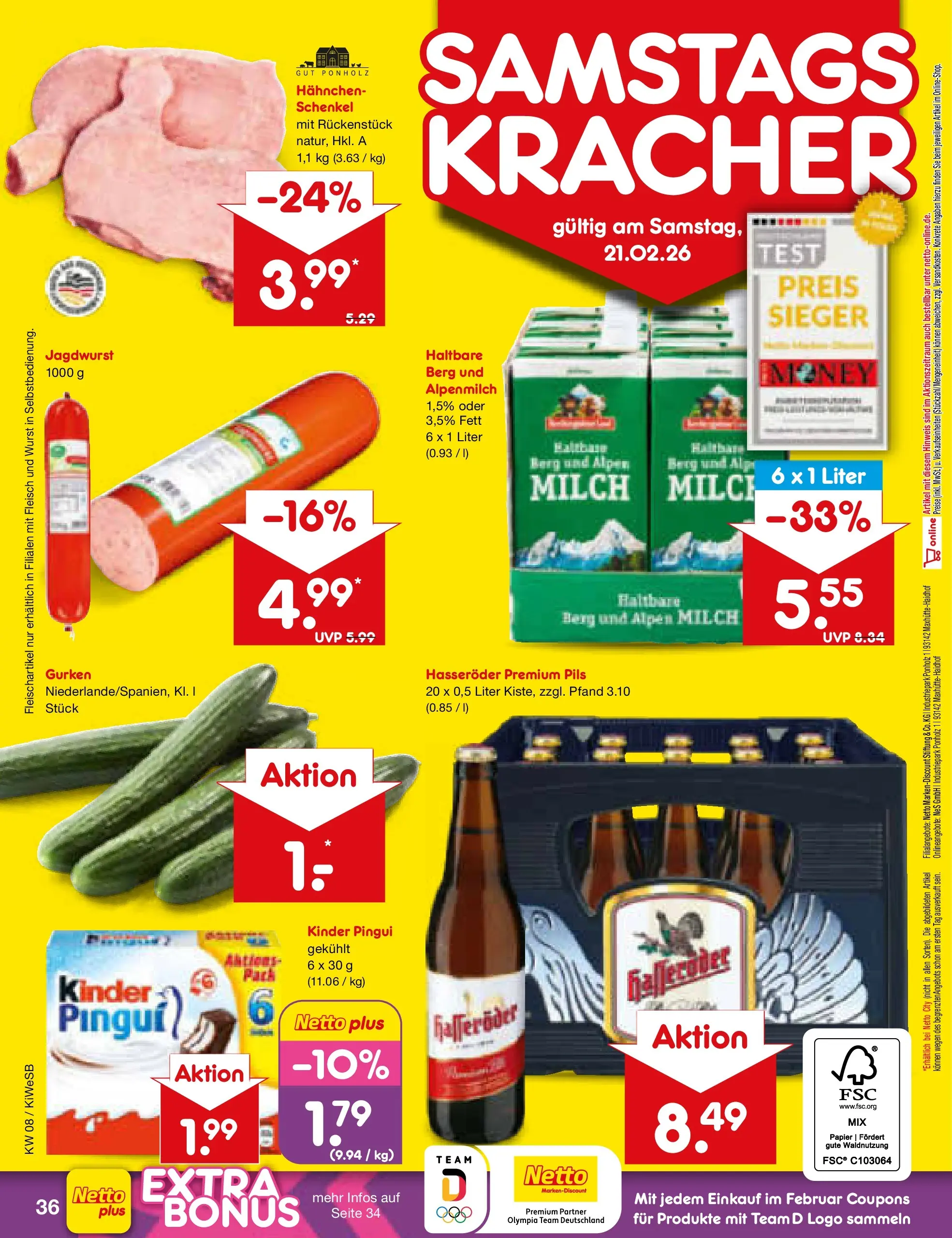 Netto Marken-Discount prospekt Bad Friedrichshall	 (ab 16.02.2026) » Angebote | Seite: 50 | Produkte: Hahnchen, Milch, Pils, Gurken