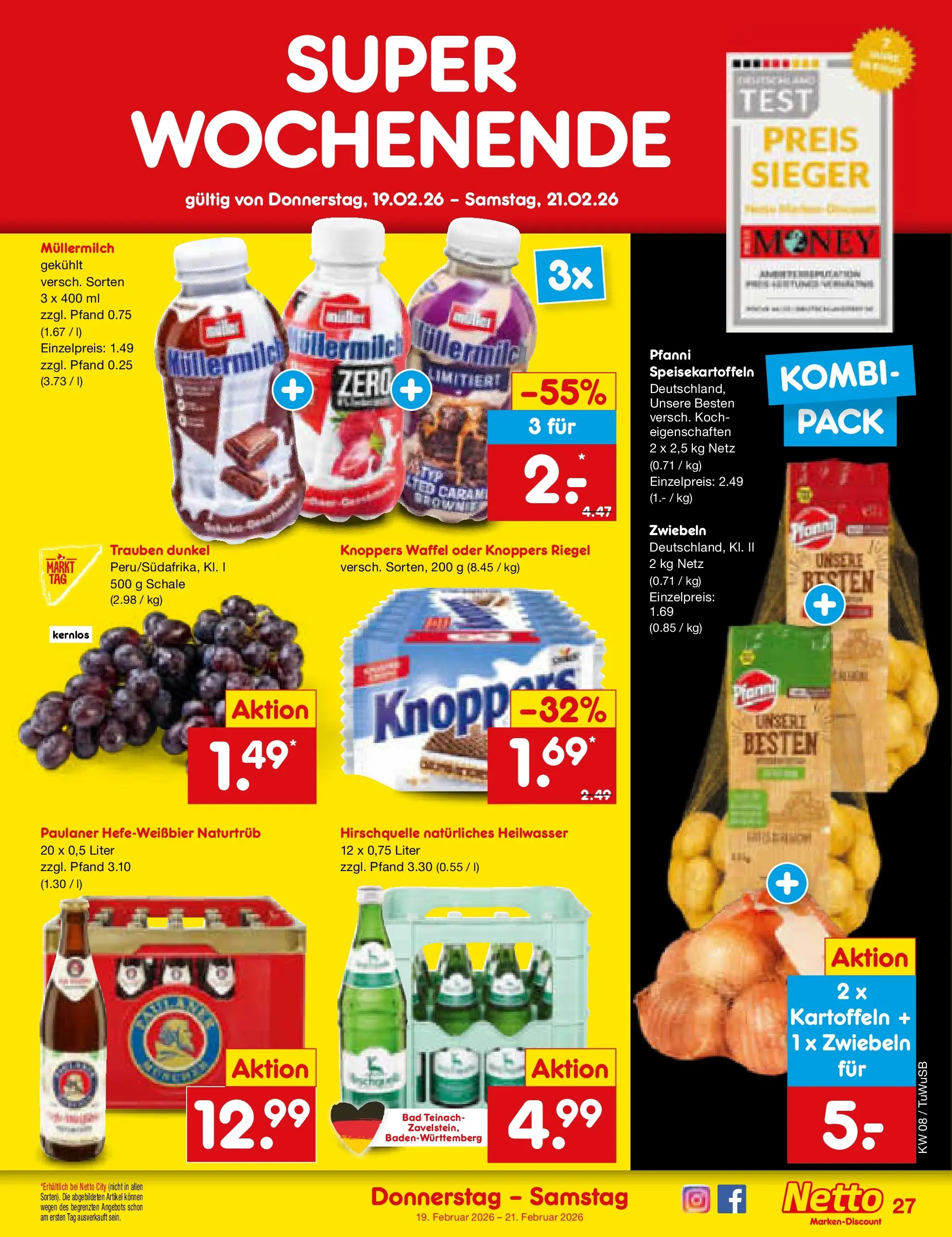Netto Marken-Discount prospekt Calw-Stammheim	 (ab 15.02.2026) » Angebote | Seite: 41 | Produkte: Bad, Kartoffeln, Zwiebeln, Müllermilch