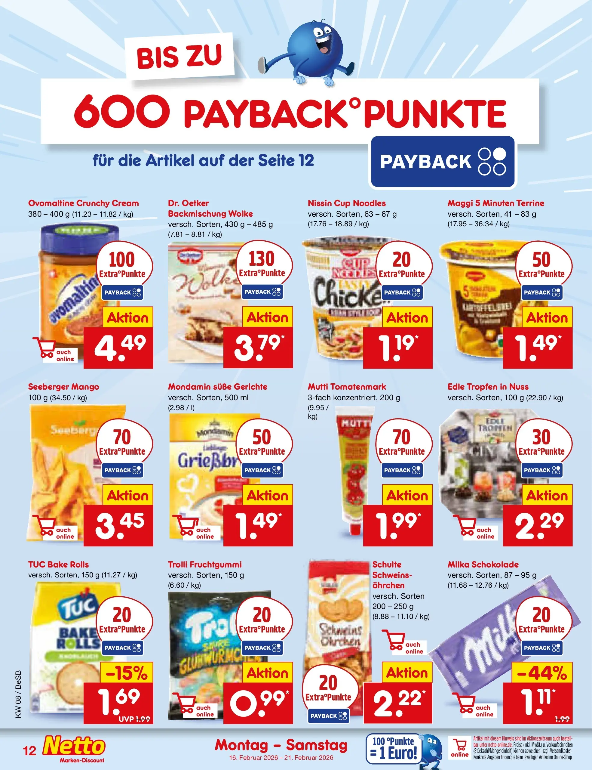 Netto Marken-Discount prospekt Kremmen	 (ab 16.02.2026) » Angebote | Seite: 12 | Produkte: Maggi, Milka schokolade, Milka, Maggi 5 minuten terrine