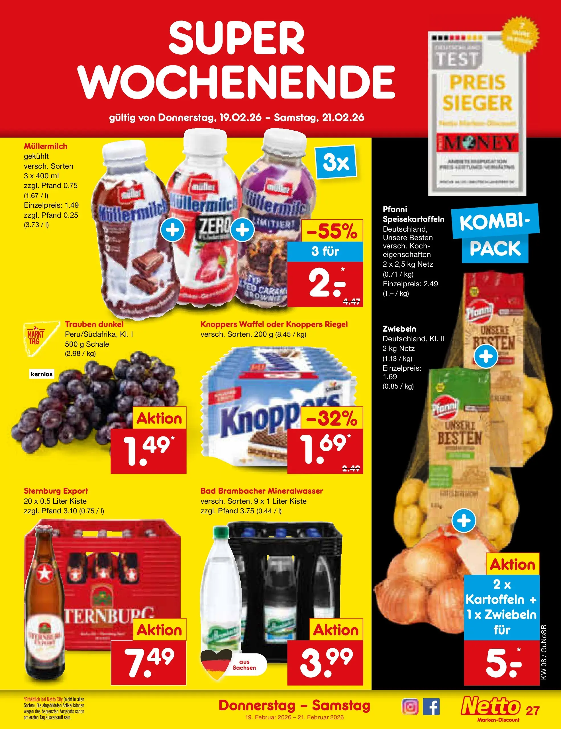 Netto Marken-Discount prospekt Machern	 (ab 15.02.2026) » Angebote | Seite: 41 | Produkte: Bad, Mineralwasser, Zwiebeln, Müllermilch