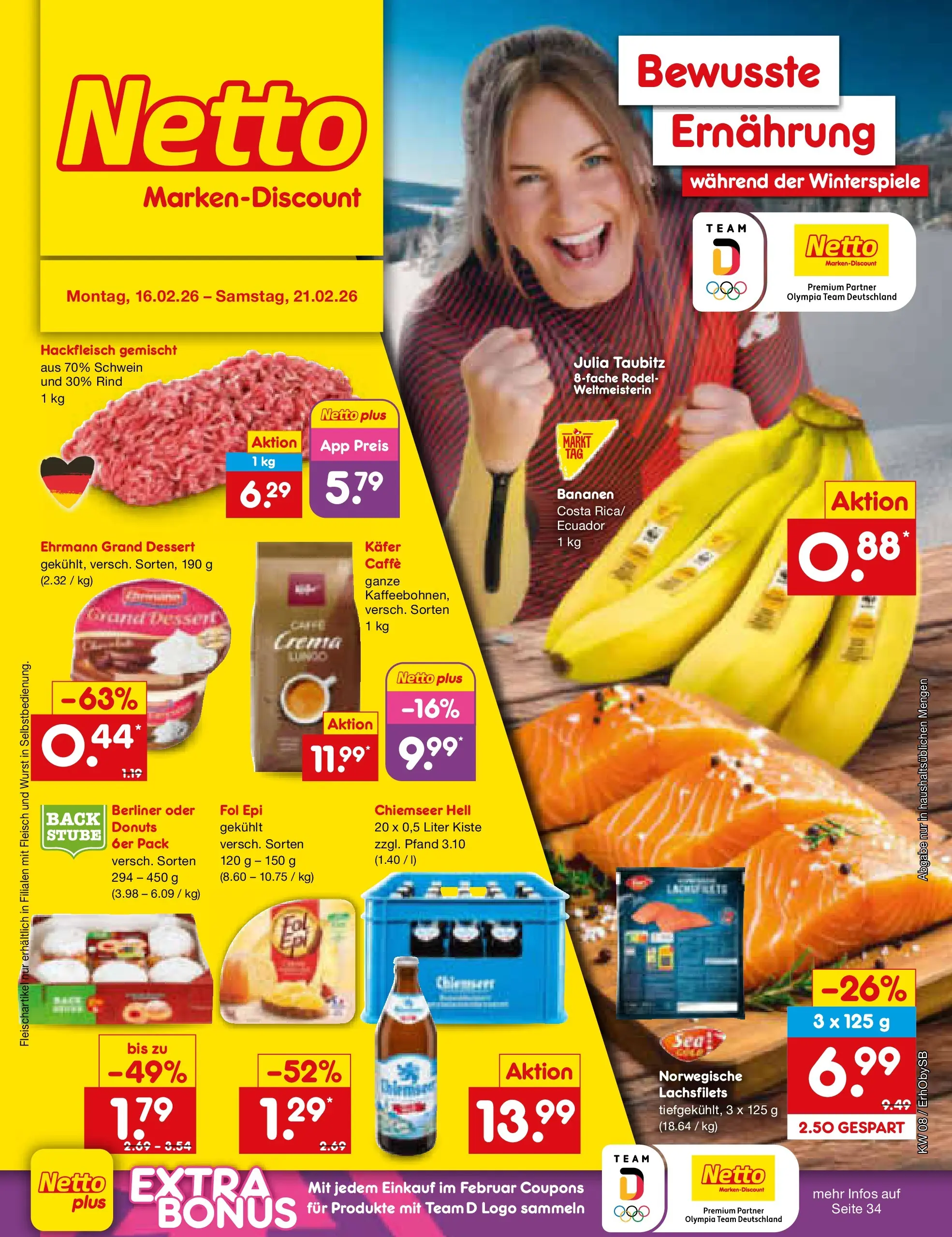 Netto Marken-Discount prospekt Mauern	 (ab 16.02.2026) » Angebote | Seite: 1 | Produkte: Berliner, Wurst, Fleisch, Hackfleisch