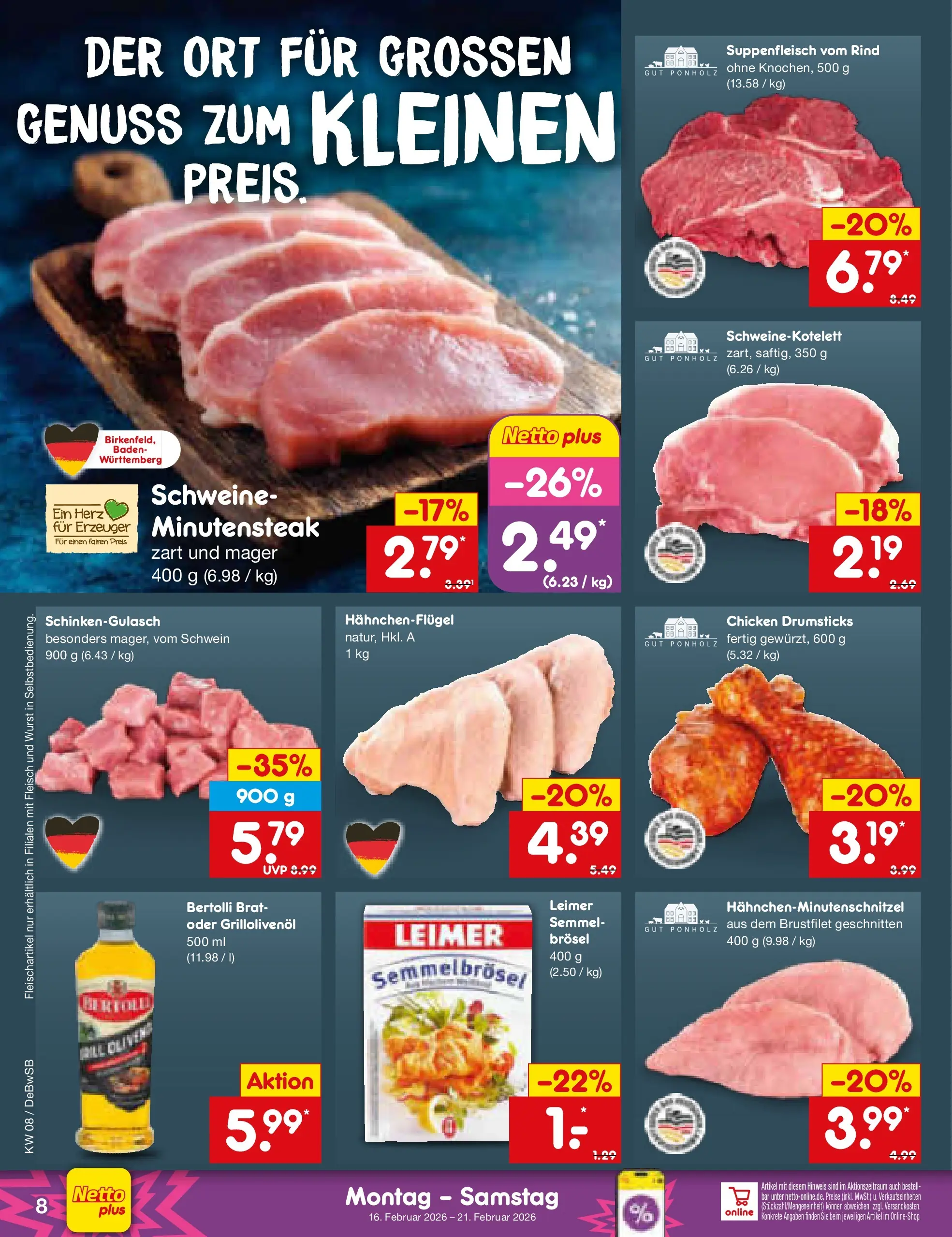 Netto Marken-Discount prospekt Waiblingen-Bittenfeld	 (ab 15.02.2026) » Angebote | Seite: 8 | Produkte: Suppenfleisch, Wurst, Fleisch