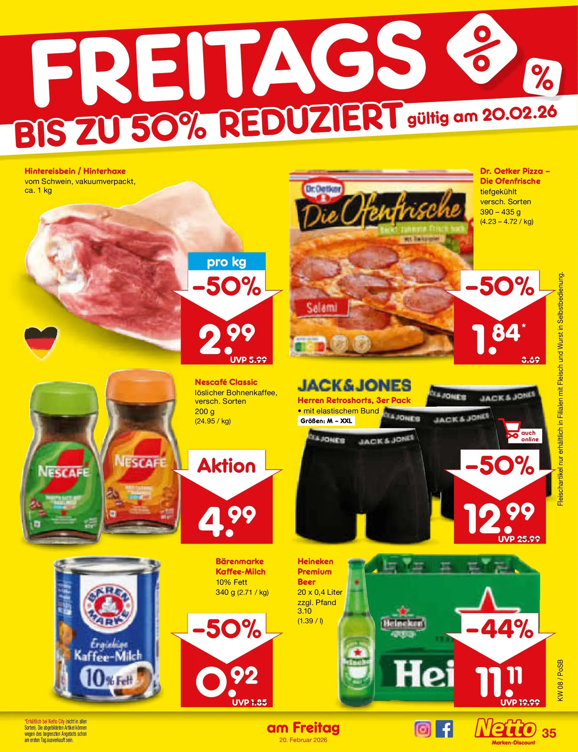 Netto Marken-Discount prospekt Regensburg	 (ab 15.02.2026) » Angebote | Seite: 43 | Produkte: Nescafe, Ofenfrische, Heineken, Pizza
