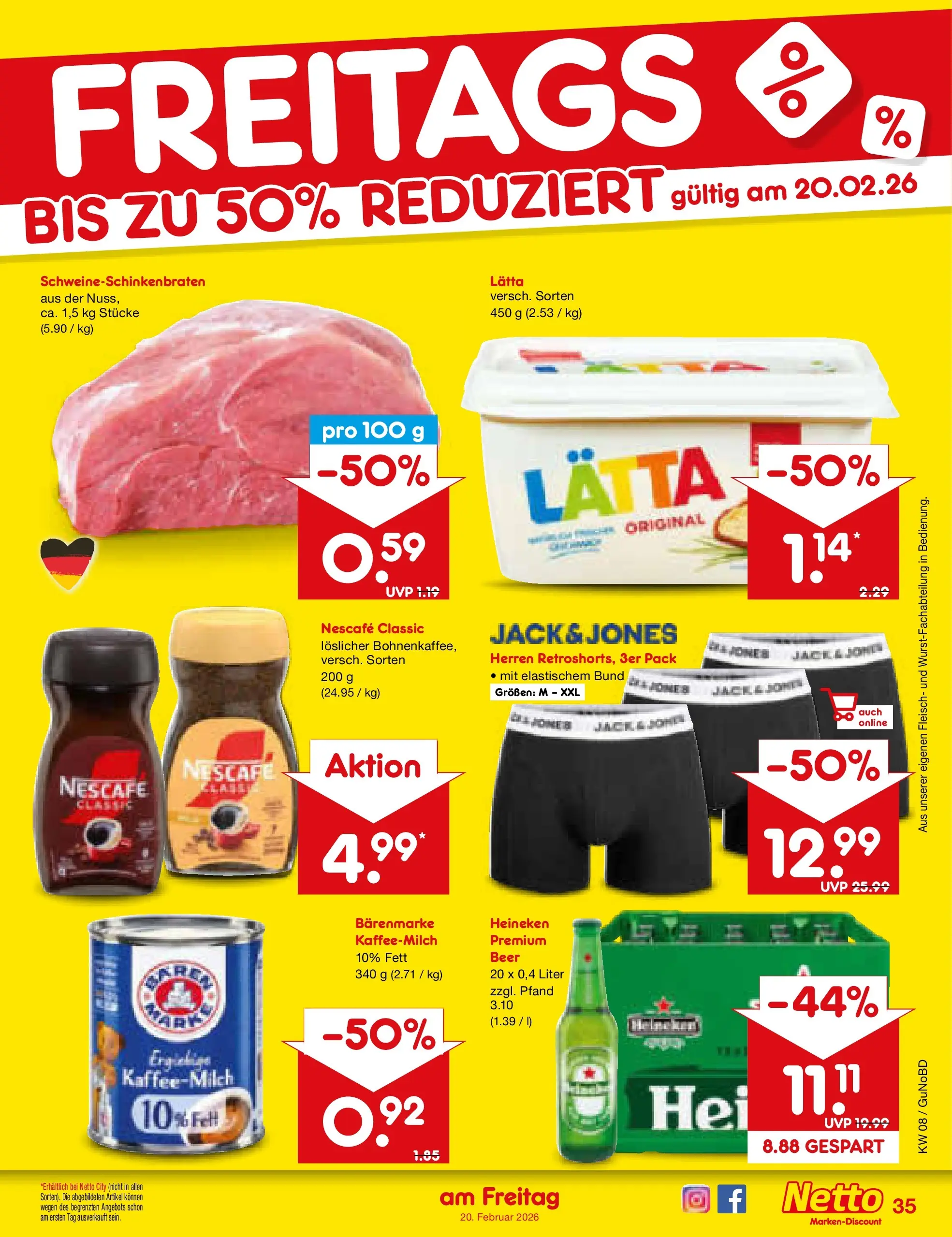 Netto Marken-Discount prospekt Augustusburg	 (ab 15.02.2026) » Angebote | Seite: 49 | Produkte: Heineken, Nescafe classic, Lätta, Fleisch