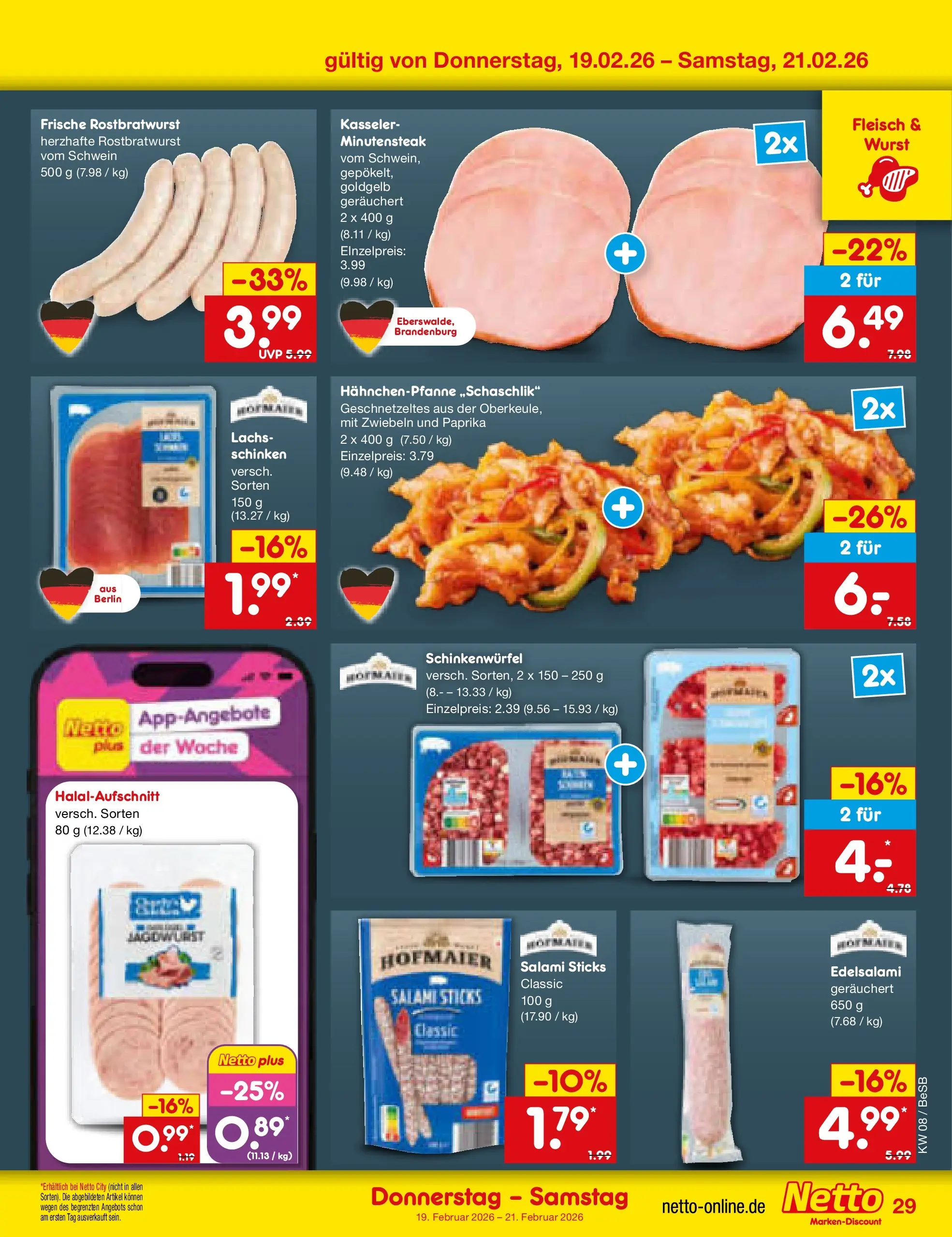 Netto Marken-Discount prospekt Kremmen	 (ab 16.02.2026) » Angebote | Seite: 43 | Produkte: Paprika, Wurst, Salami, Schinken