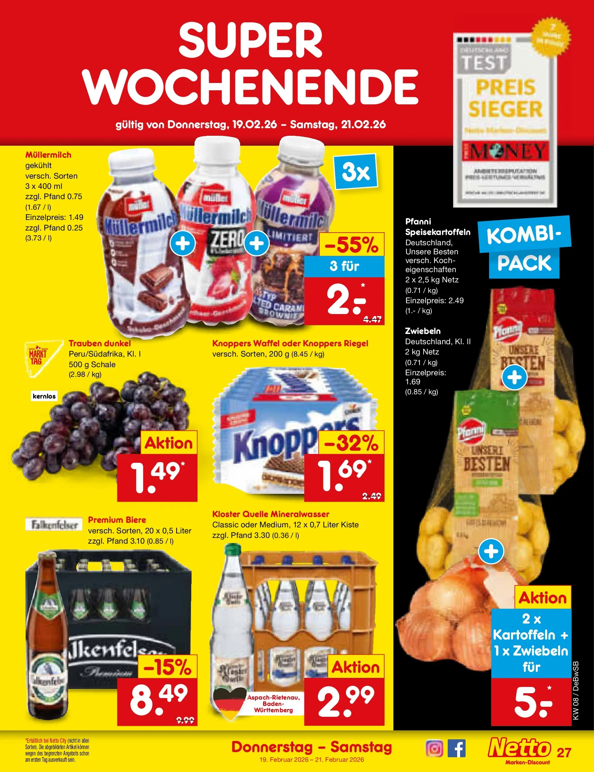 Netto Marken-Discount prospekt Waiblingen-Bittenfeld	 (ab 15.02.2026) » Angebote | Seite: 41 | Produkte: Trauben, Mineralwasser, Kartoffeln, Zwiebeln