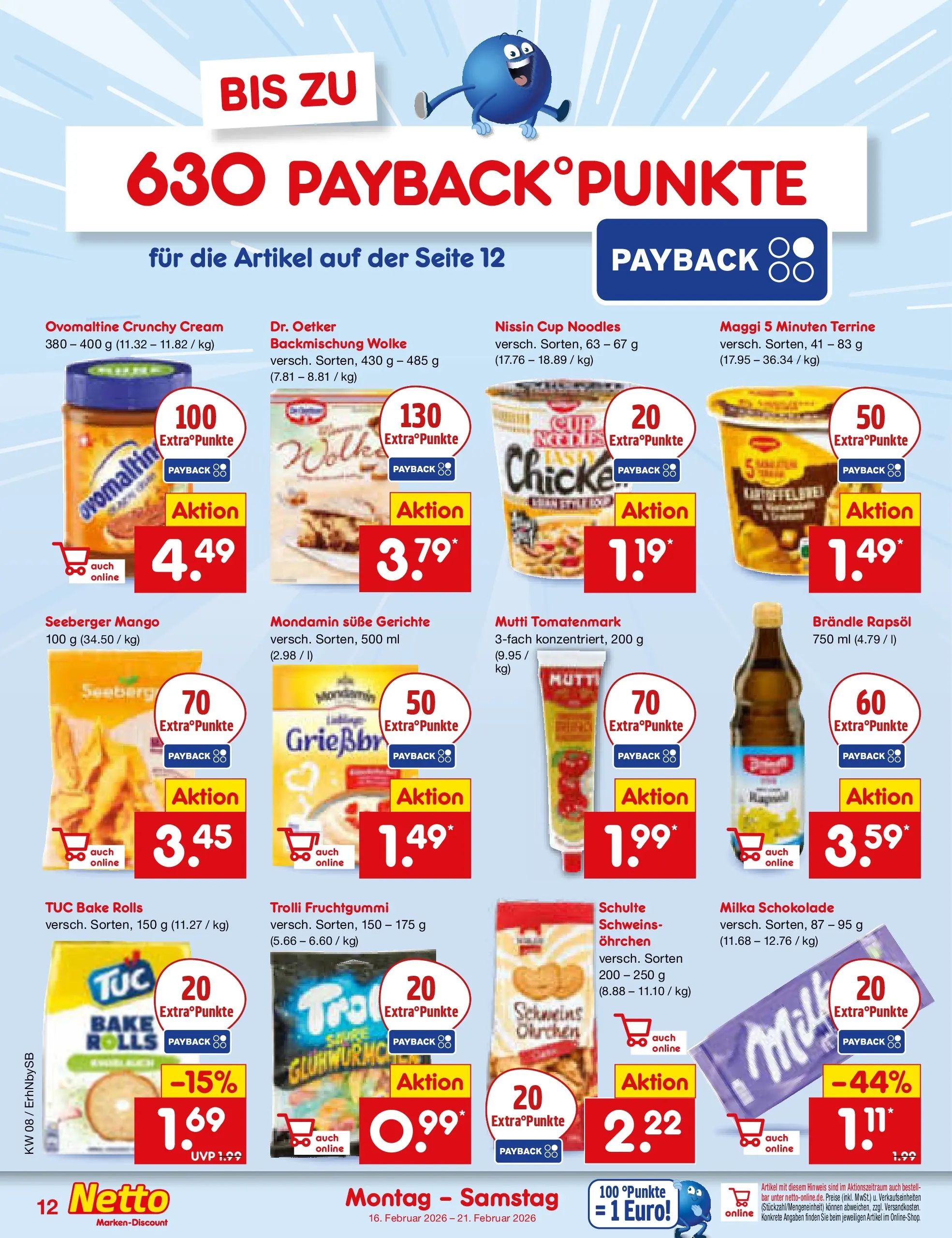 Netto Marken-Discount prospekt Metten	 (ab 16.02.2026) » Angebote | Seite: 12 | Produkte: Ovomaltine, Maggi, Milka, Mango
