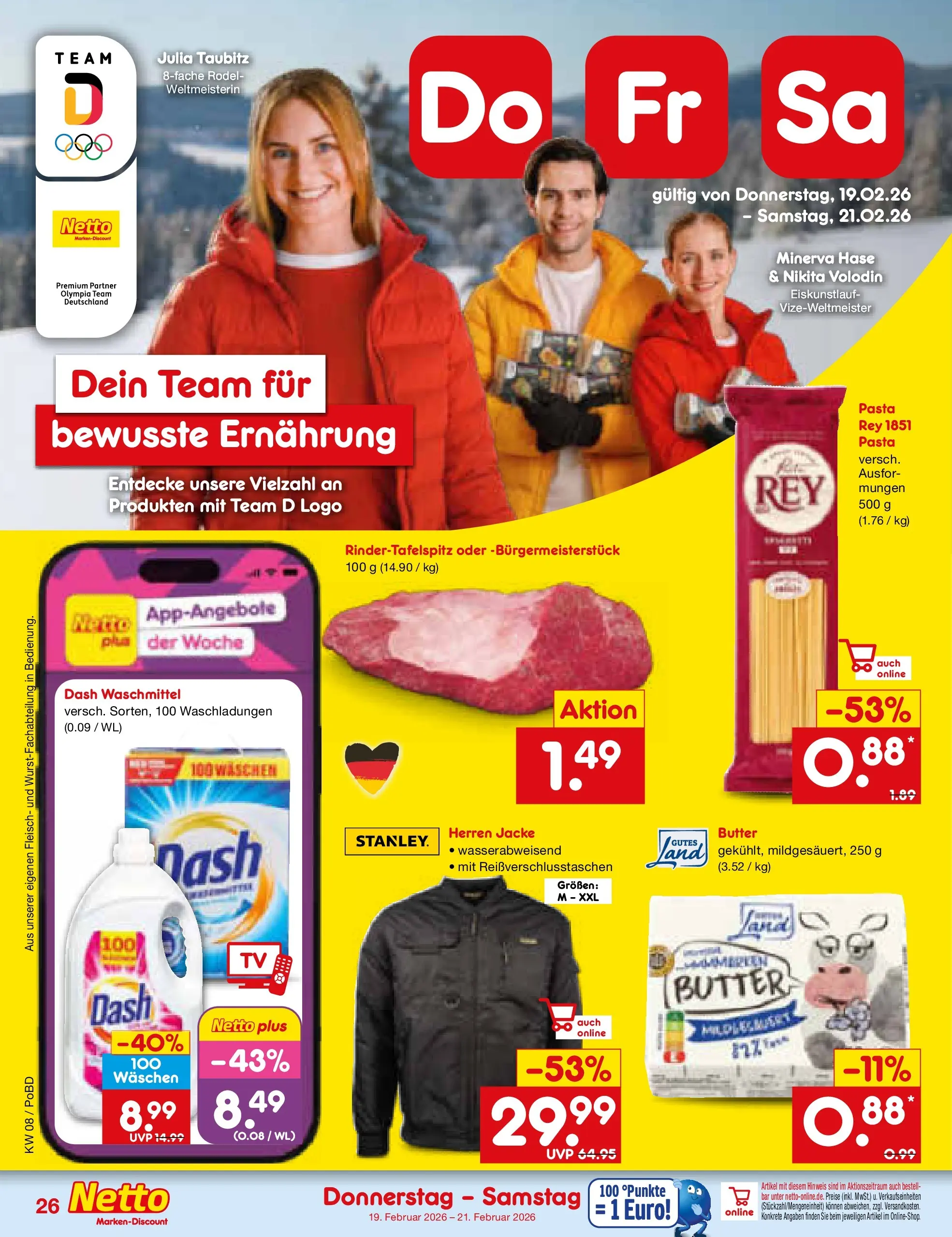 Netto Marken-Discount prospekt Selb	 (ab 15.02.2026) » Angebote | Seite: 34 | Produkte: Butter, Waschmittel, Fleisch, TV