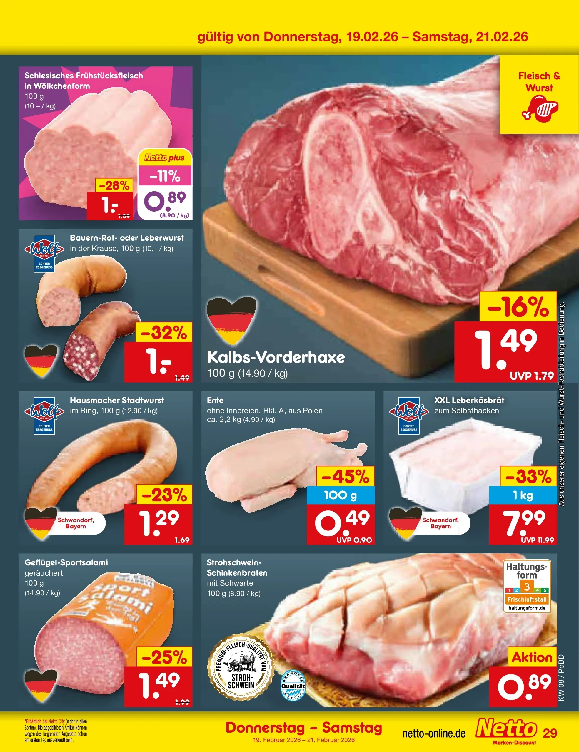Netto Marken-Discount prospekt Selb	 (ab 15.02.2026) » Angebote | Seite: 37 | Produkte: Wurst, Fleisch, Ente