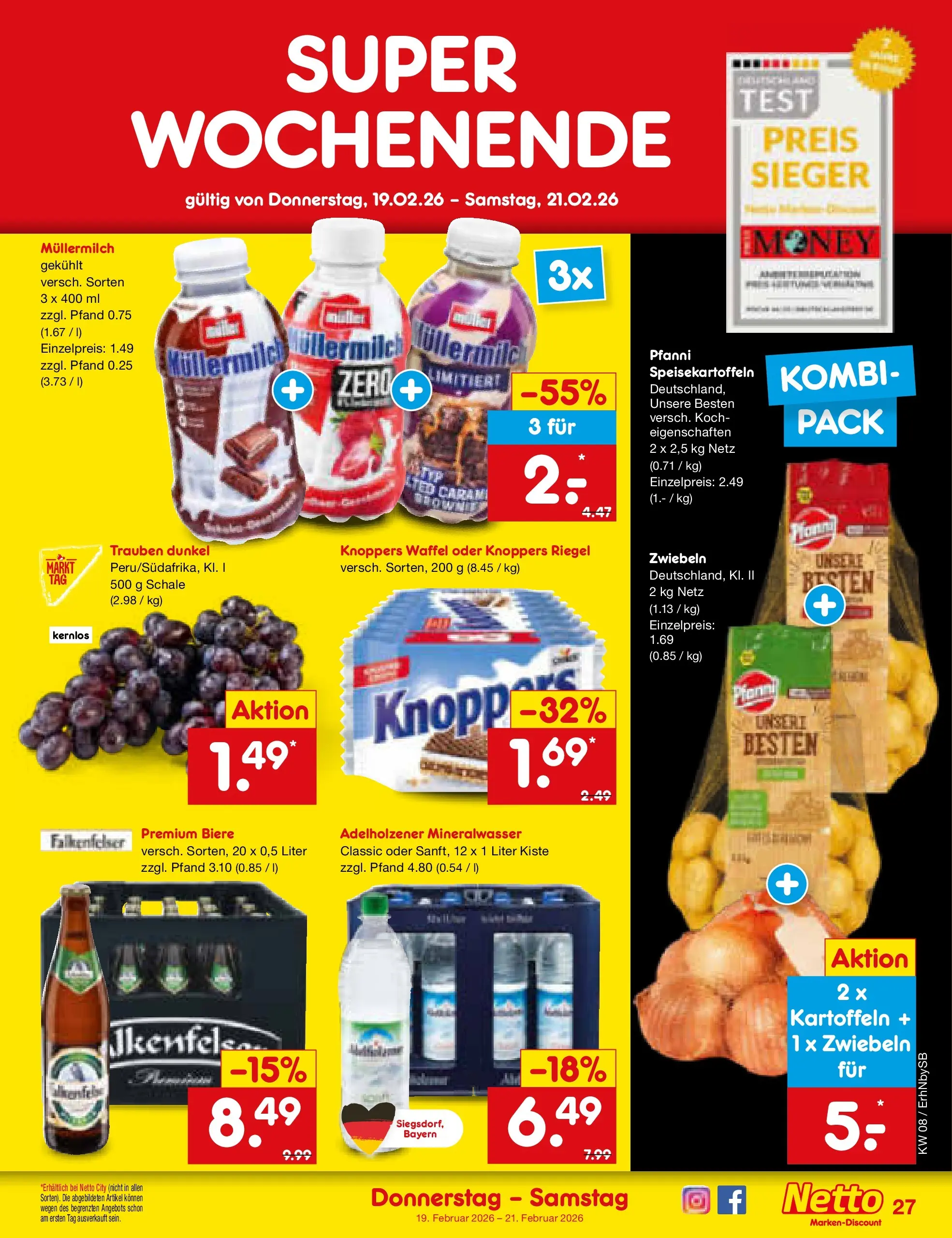 Netto Marken-Discount prospekt Metten	 (ab 16.02.2026) » Angebote | Seite: 41 | Produkte: Adelholzener, Mineralwasser, Kartoffeln, Zwiebeln