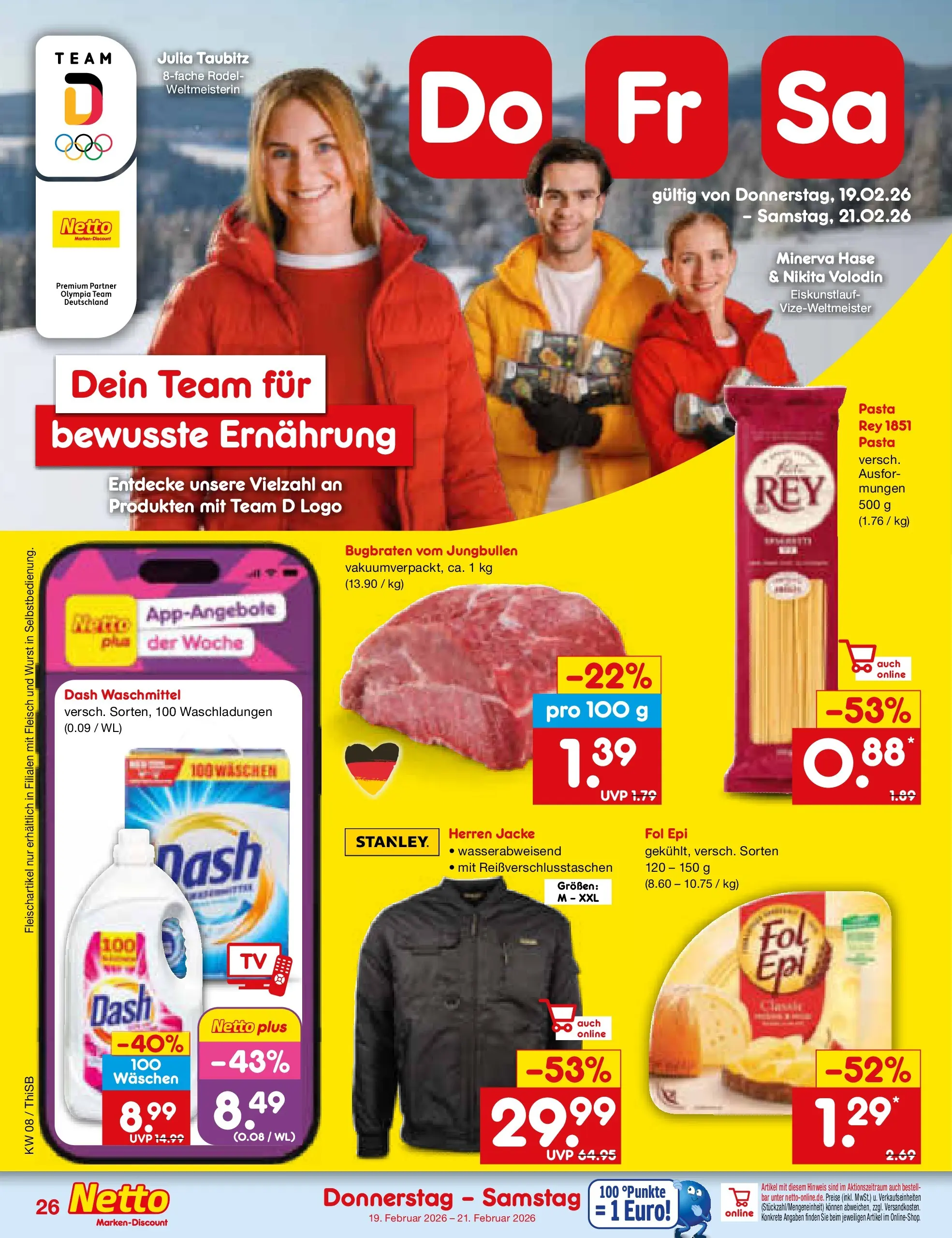 Netto Marken-Discount prospekt Pirna	 (ab 15.02.2026) » Angebote | Seite: 40 | Produkte: Waschmittel, Wurst, Jacke, Fleisch