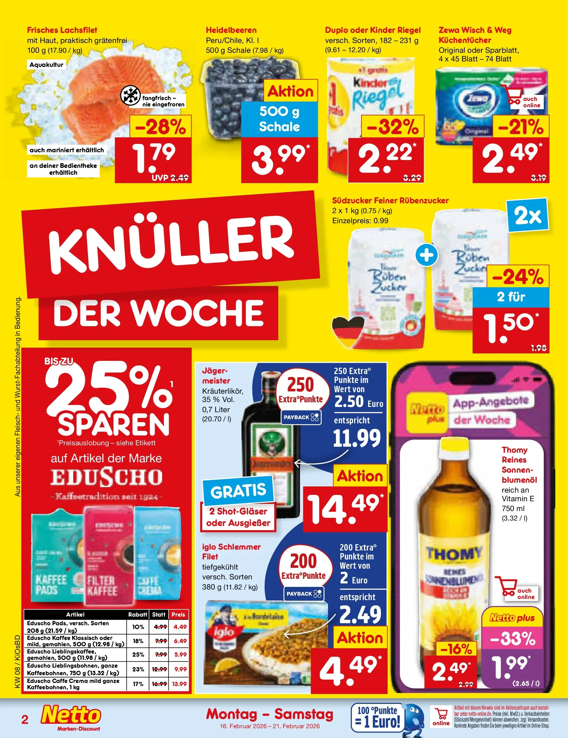 Netto Marken-Discount prospekt Mistelbach	 (ab 15.02.2026) » Angebote | Seite: 2 | Produkte: Zewa, Kinder riegel, Zucker, Eduscho