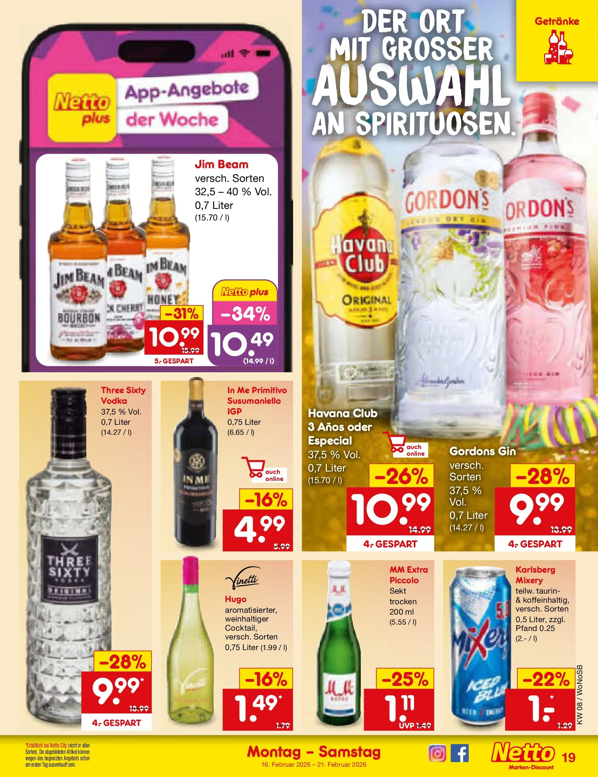 Netto Marken-Discount prospekt Lahnau	 (ab 15.02.2026) » Angebote | Seite: 23 | Produkte: Jim beam, Sekt, Mixery, Hugo