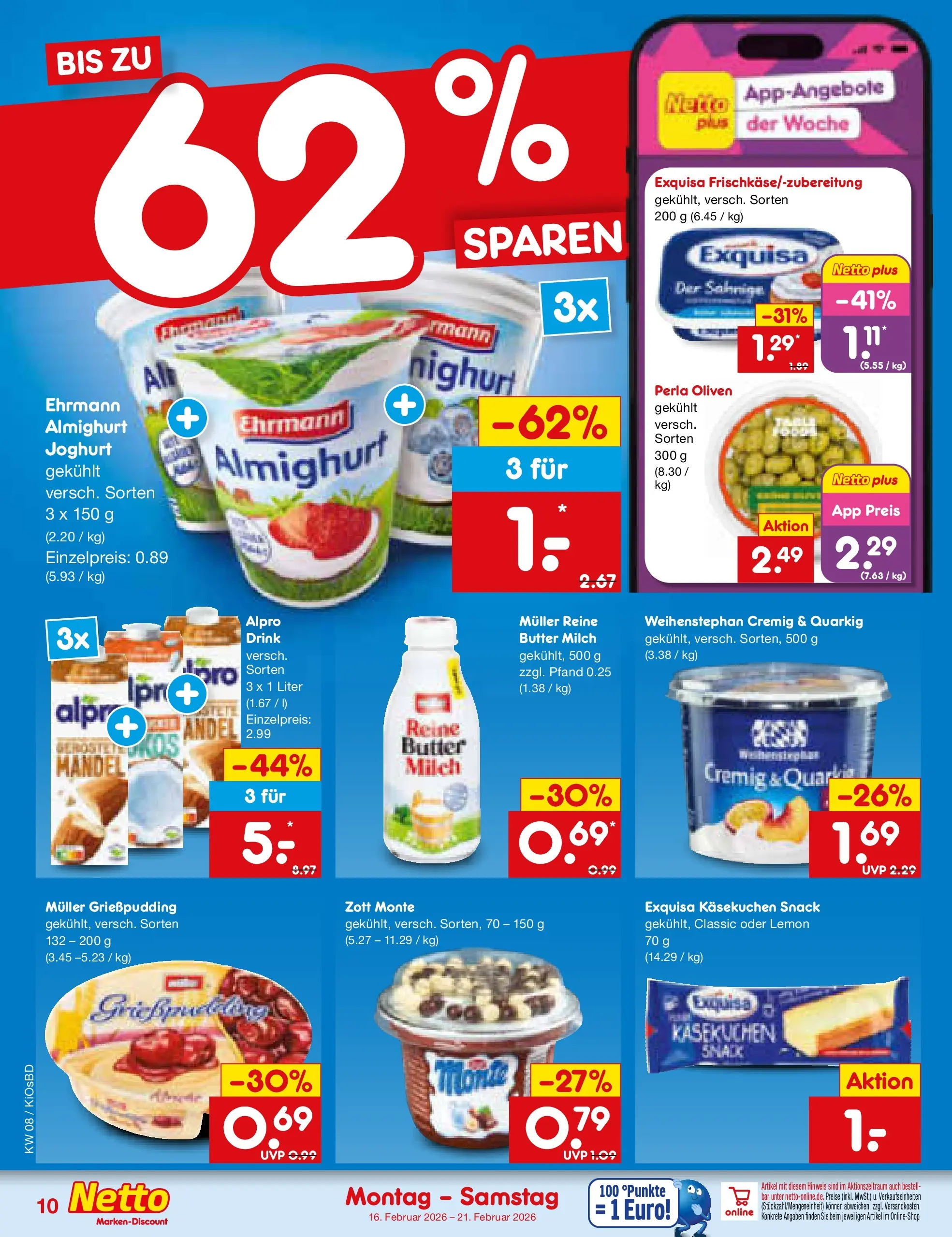 Netto Marken-Discount prospekt Mistelbach	 (ab 15.02.2026) » Angebote | Seite: 10 | Produkte: Milch, Joghurt, Exquisa, Alpro