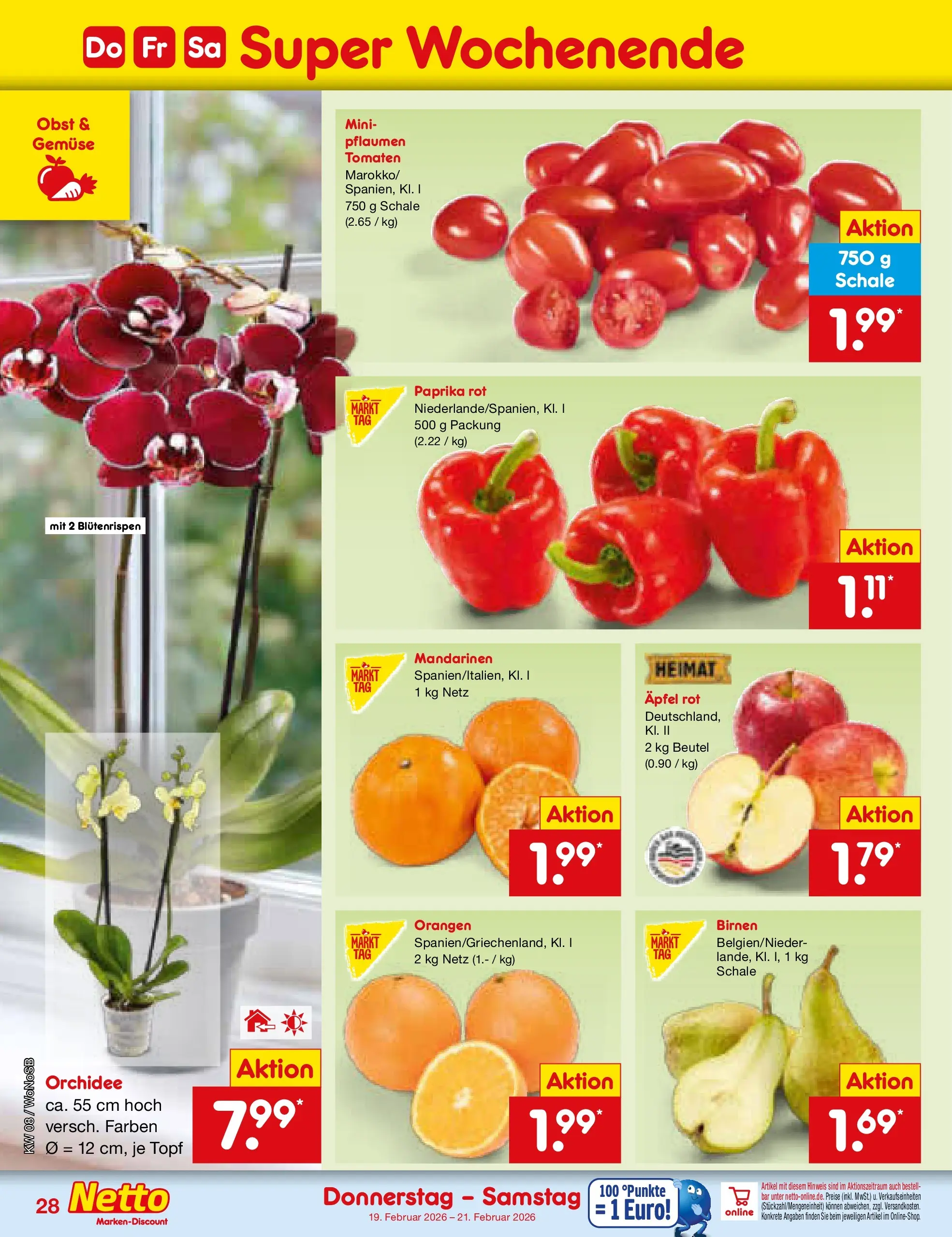Netto Marken-Discount prospekt Lahnau	 (ab 15.02.2026) » Angebote | Seite: 42 | Produkte: Paprika rot, Orangen, Paprika, Obst