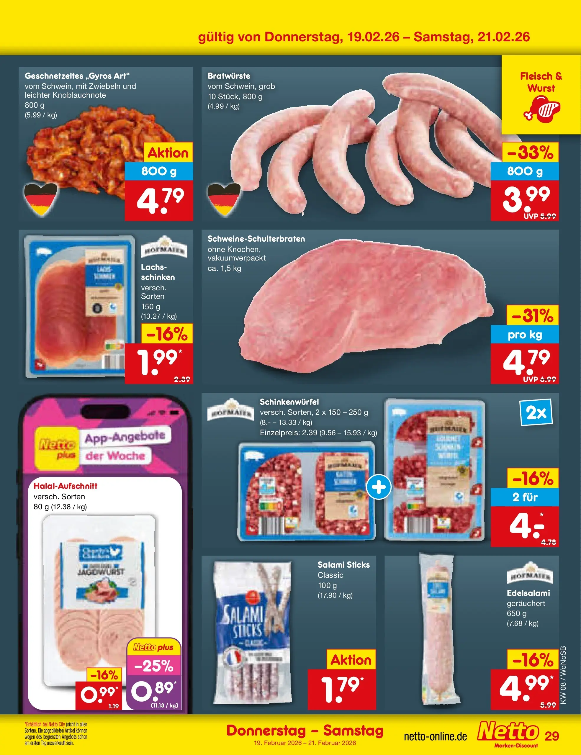 Netto Marken-Discount prospekt Lahnau	 (ab 15.02.2026) » Angebote | Seite: 43 | Produkte: Lachs, Wurst, Salami, Fleisch
