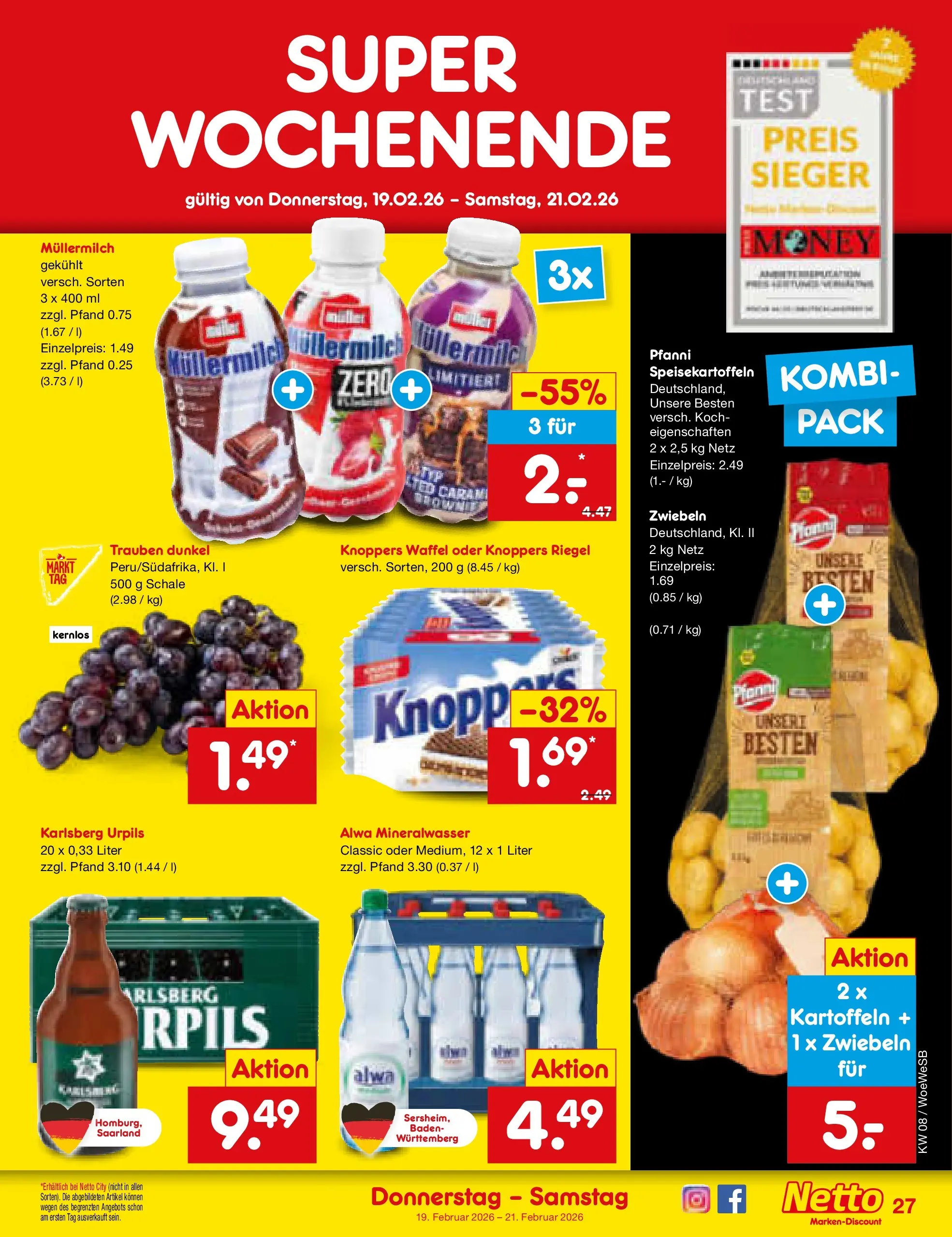 Netto Marken-Discount prospekt Katzweiler	 (ab 16.02.2026) » Angebote | Seite: 41 | Produkte: Trauben, Mineralwasser, Zwiebeln, Knoppers