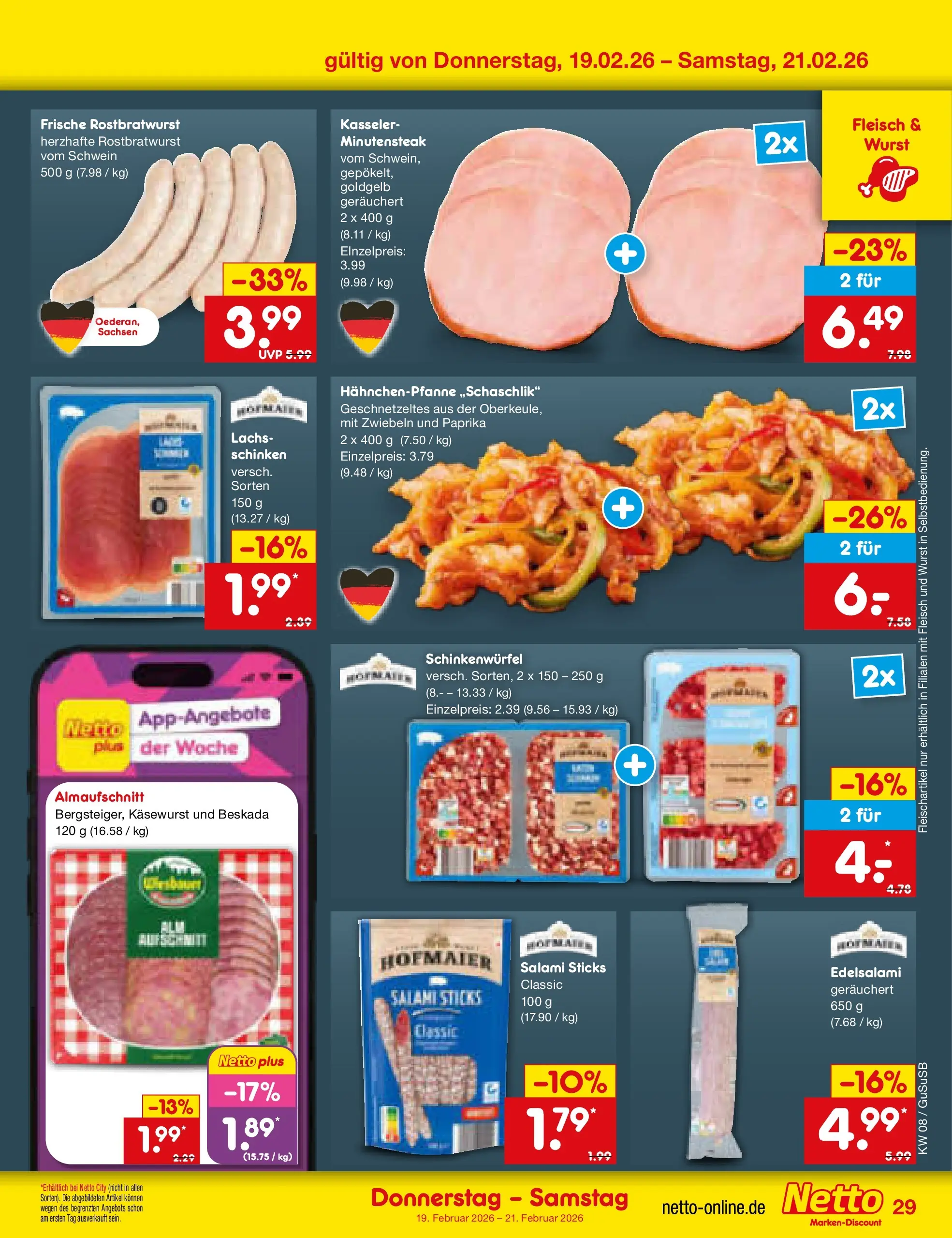 Netto Marken-Discount prospekt Rodewisch	 (ab 15.02.2026) » Angebote | Seite: 43 | Produkte: Zwiebeln, Paprika, Schinken, Fleisch