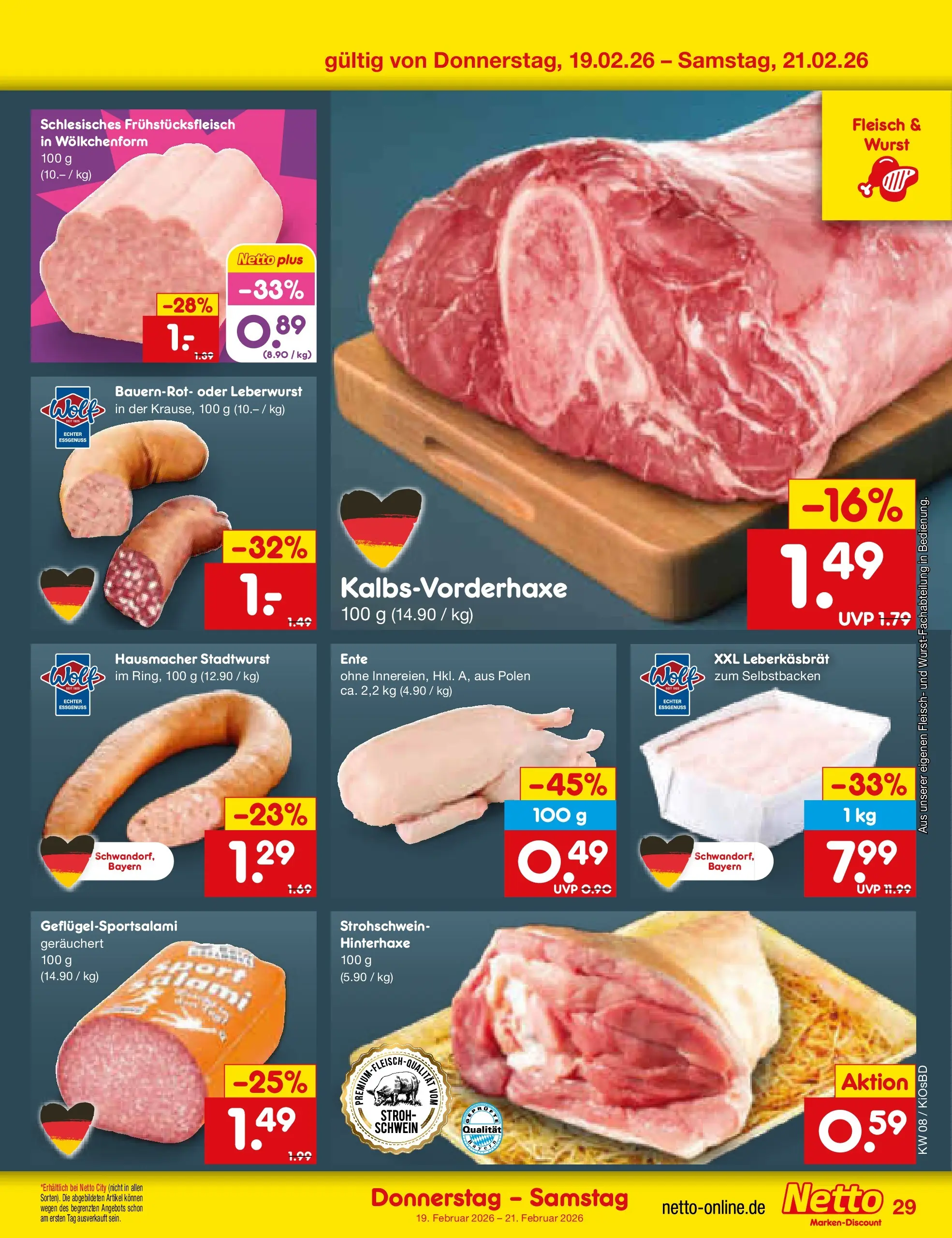 Netto Marken-Discount prospekt Mistelbach	 (ab 15.02.2026) » Angebote | Seite: 43 | Produkte: Wurst, Fleisch, Ente