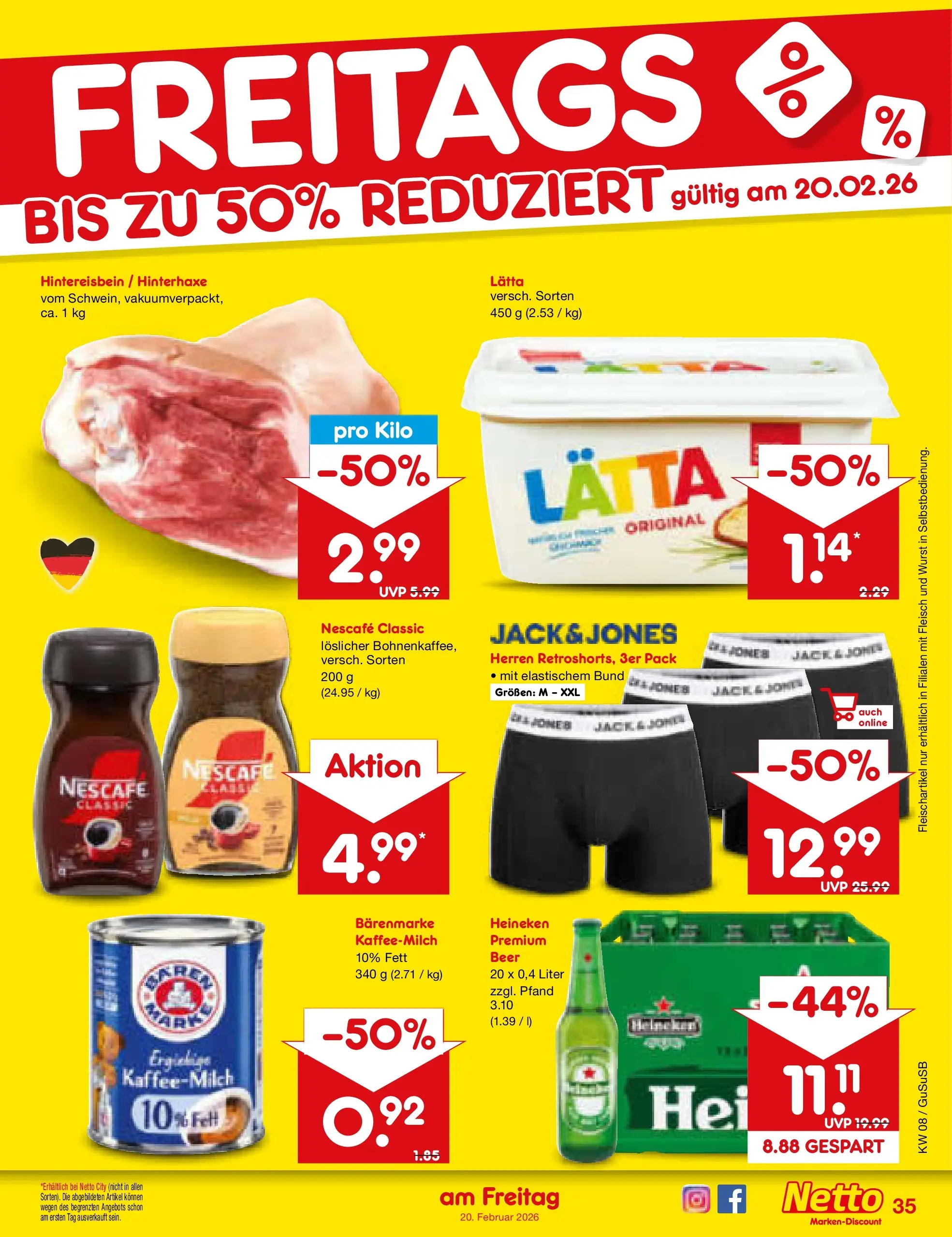 Netto Marken-Discount prospekt Rodewisch	 (ab 15.02.2026) » Angebote | Seite: 49 | Produkte: Nescafe, Heineken, Wurst, Fleisch
