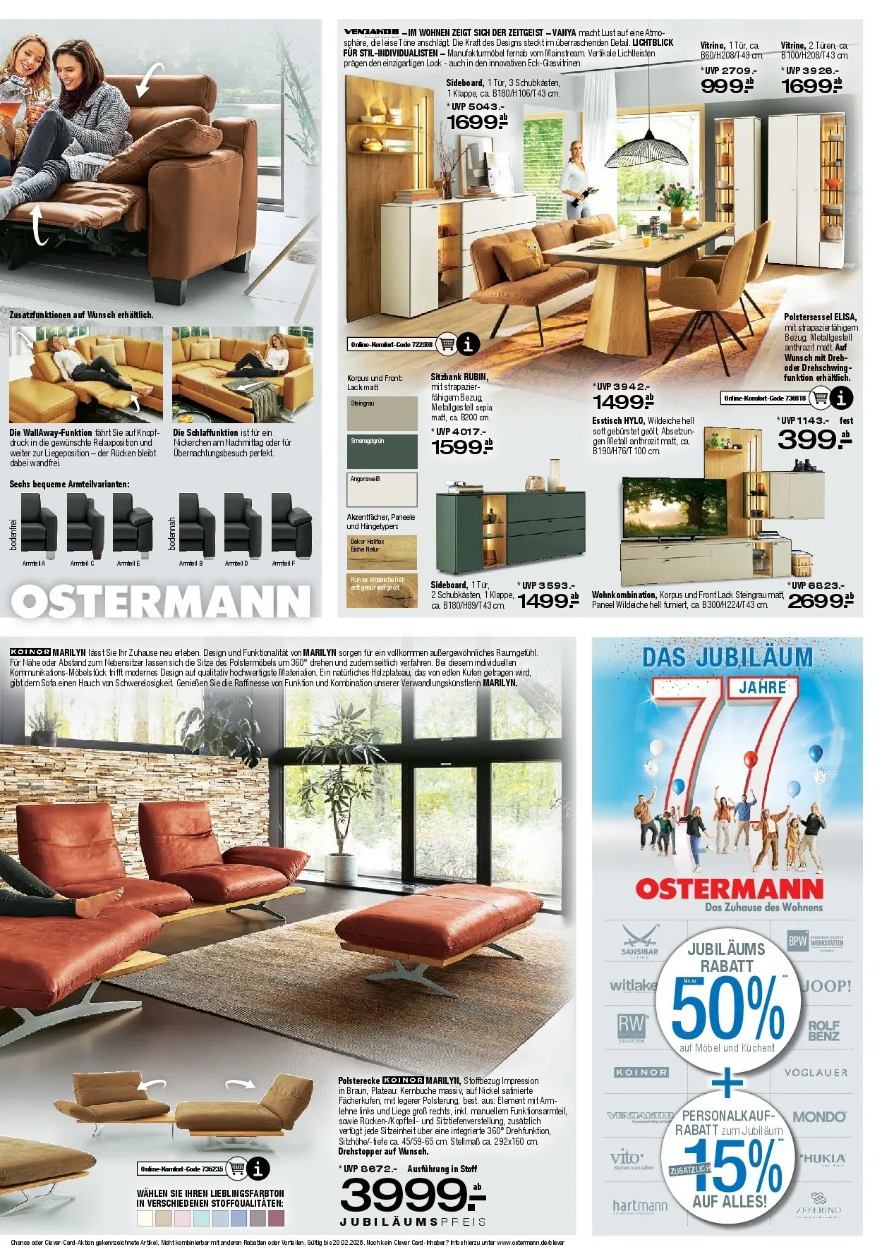 Ostermann - Möbel Ostermann: Neue Möbel wirken Wunder. (ab 13.02.2026) zum Blättern | Seite: 5 | Produkte: Esstisch, Sofa, Liege, Kuchen
