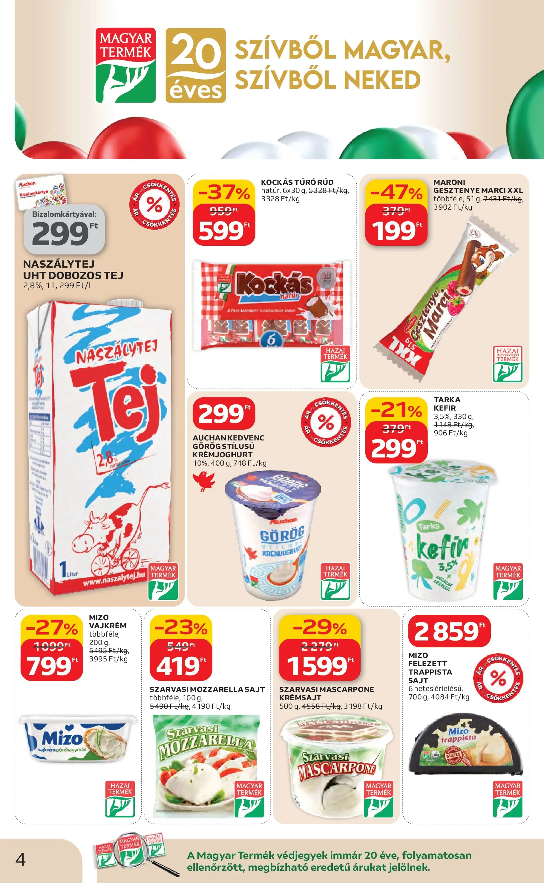 Auchan Akciós újság Miskolc - 2026.02.12. -tól/töl > akció, lapozható szórólap 🛍️ | Oldal: 4 | Termékek: Mozzarella, Svinjska rebra, Tej, Vajkrém