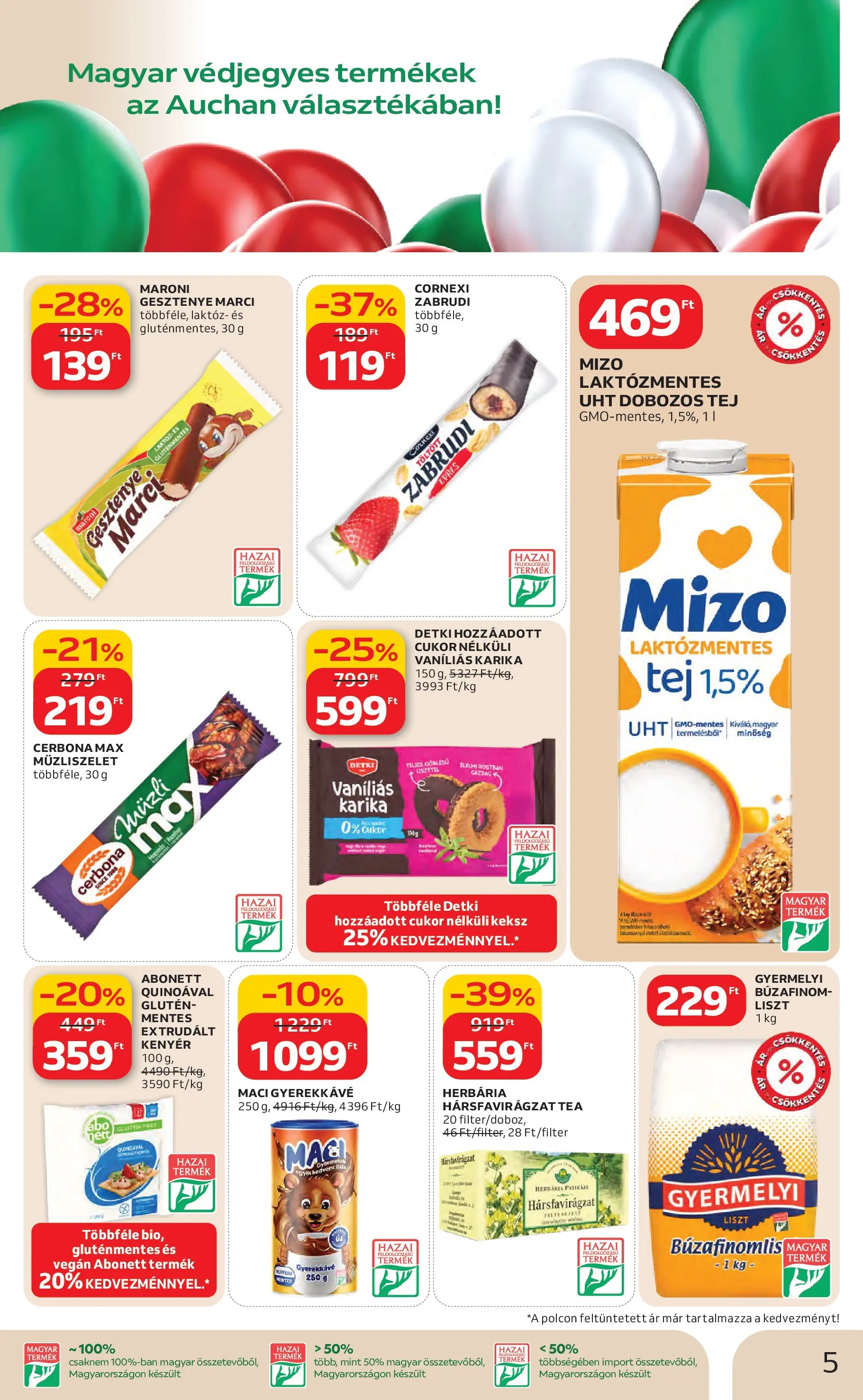 Auchan Akciós újság Miskolc - 2026.02.12. -tól/töl > akció, lapozható szórólap 🛍️ | Oldal: 5 | Termékek: Müzli, Kenyér, Vegán, Cukor