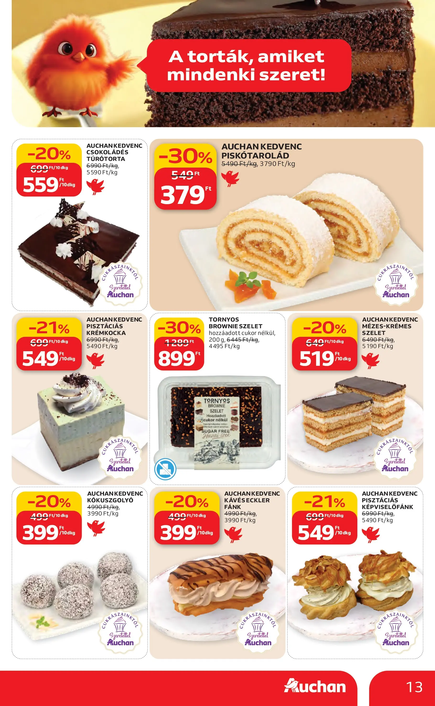 Auchan Akciós újság Miskolc - 2026.02.12. -tól/töl > akció, lapozható szórólap 🛍️ | Oldal: 13 | Termékek: Fánk, Brownie, Cukor