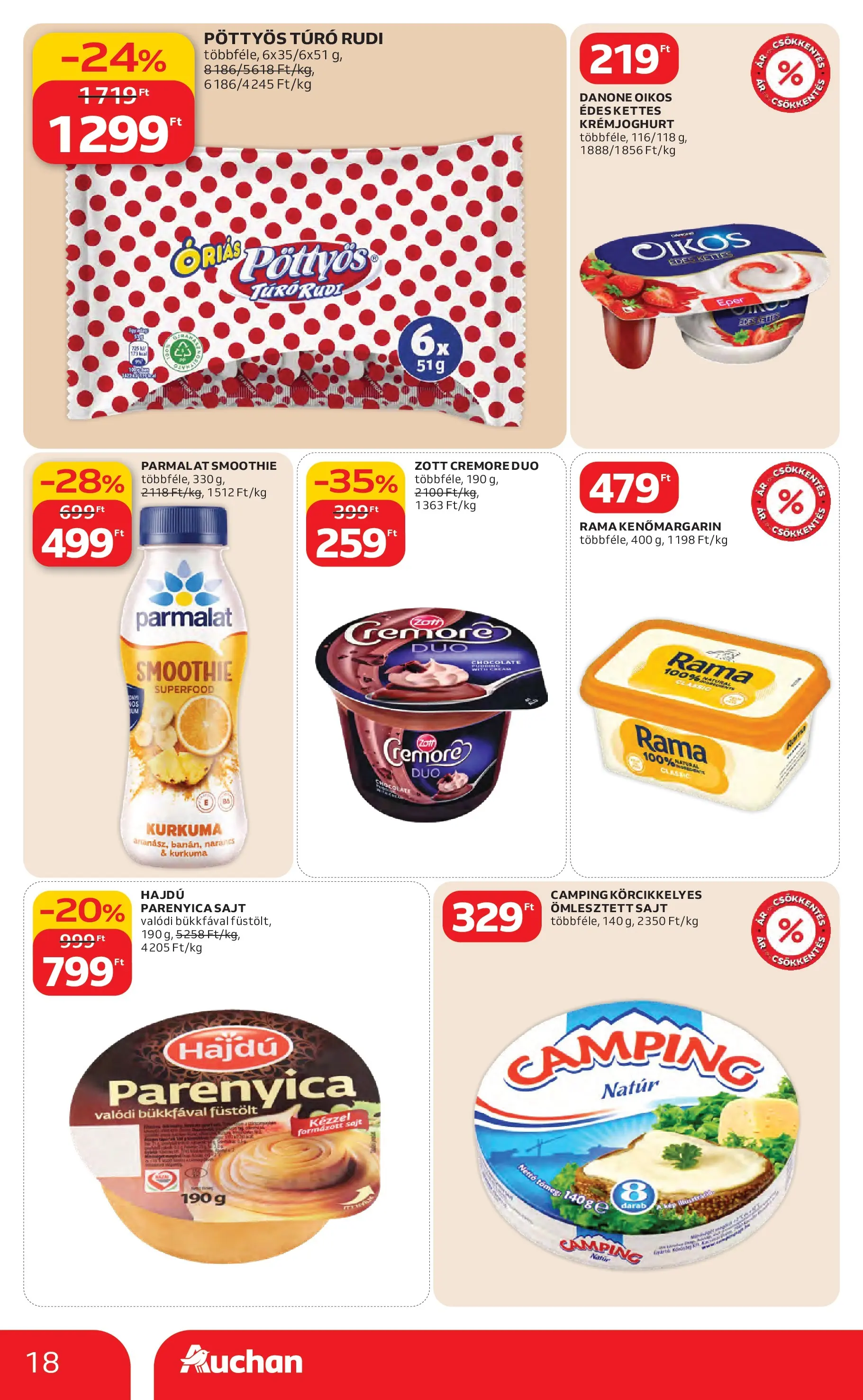 Auchan Akciós újság Miskolc - 2026.02.12. -tól/töl > akció, lapozható szórólap 🛍️ | Oldal: 18 | Termékek: Túró rudi, Parenyica, Eper, Túró